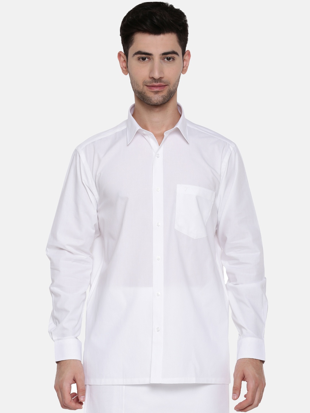 

Ramraj Men White Original Regular Fit Solid Ethnic Shirt