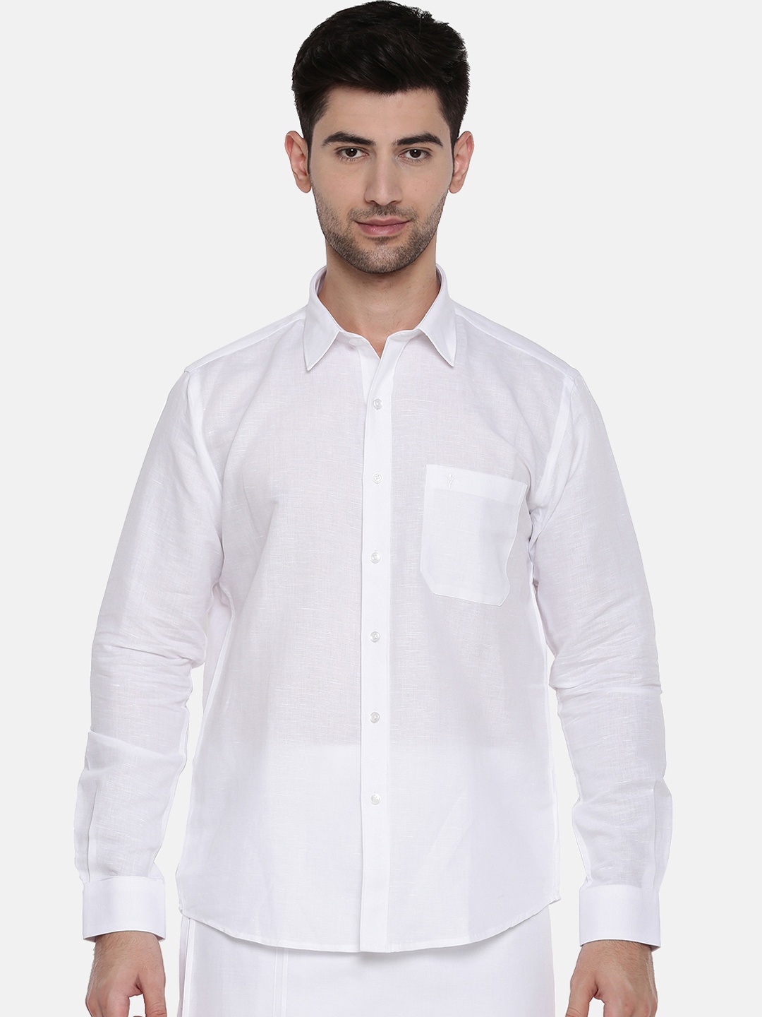 

Ramraj Men White Original Regular Fit Solid Ethnic Shirt