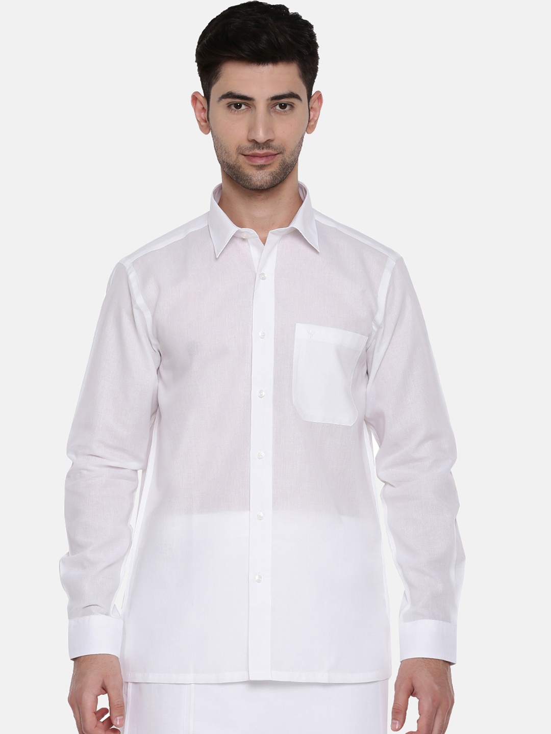 

Ramraj Men White Original Regular Fit Solid Ethnic Shirt