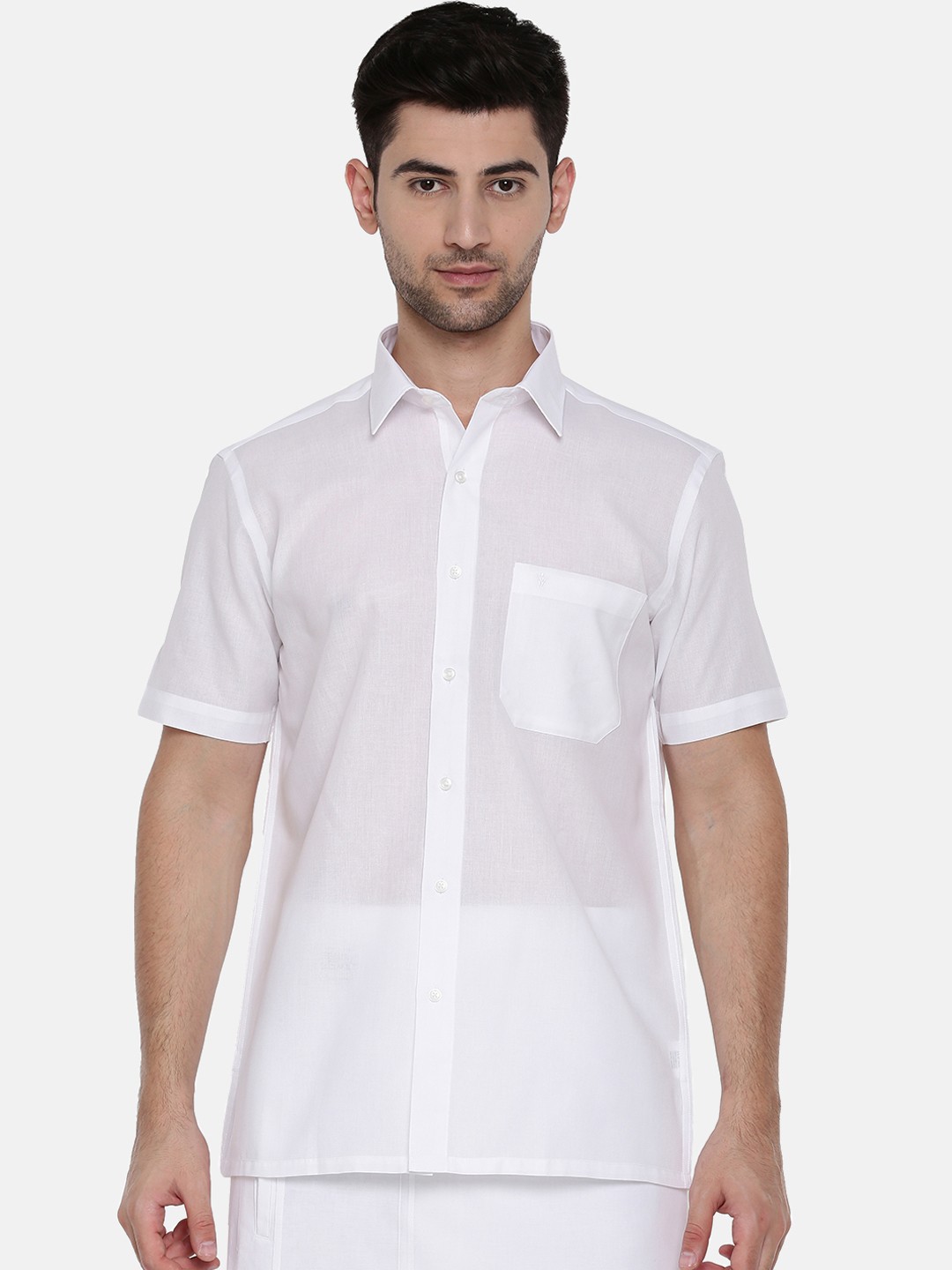 

Ramraj Men White Original Regular Fit Solid Ethnic Shirt