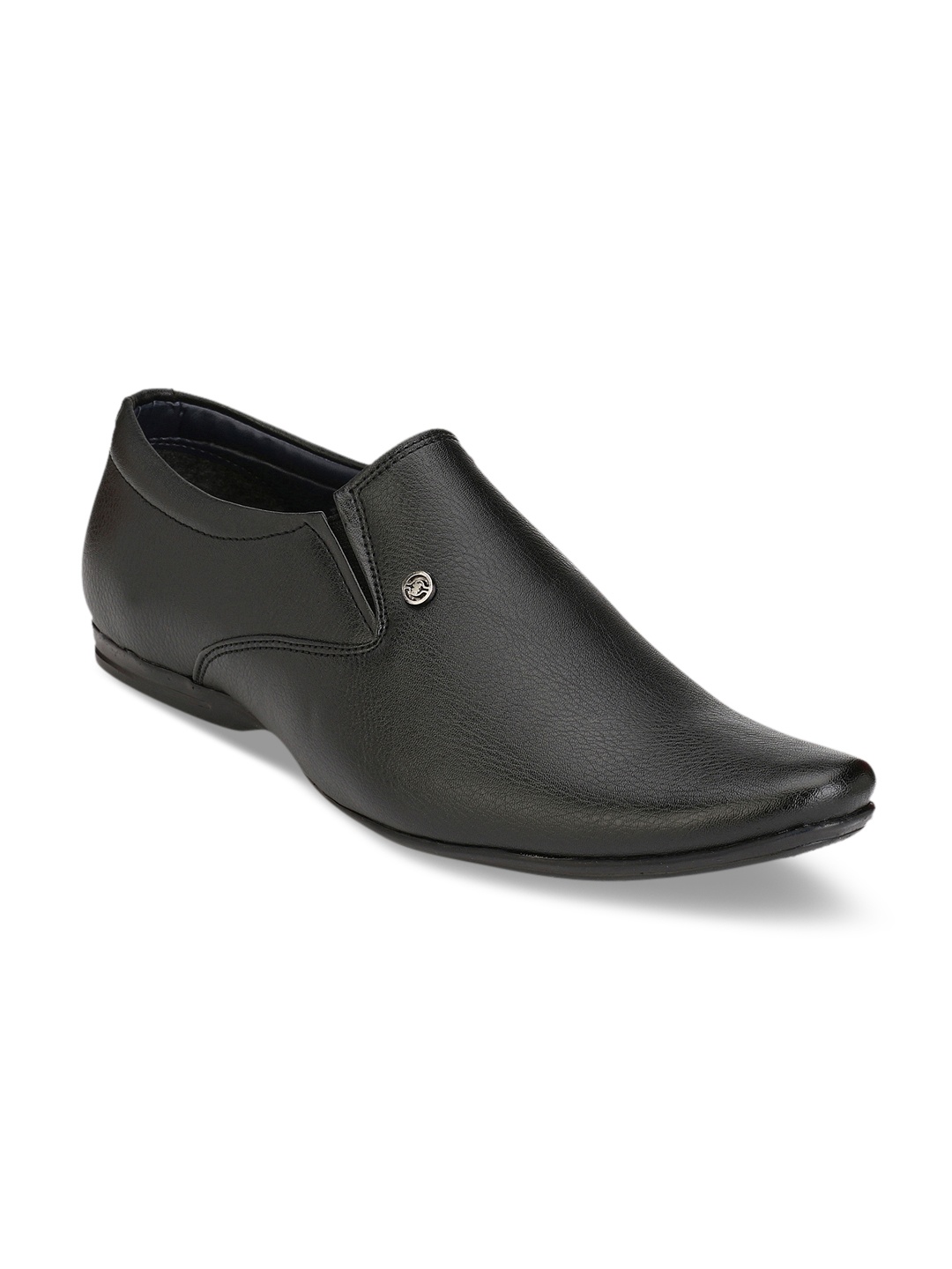 

John Karsun Men Black Solid Slip-On Formal Shoes