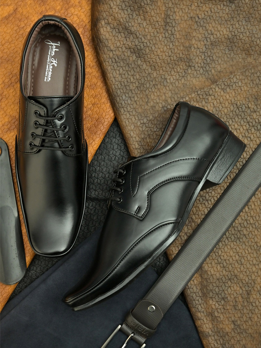 

John Karsun Men Black Formal Derbys