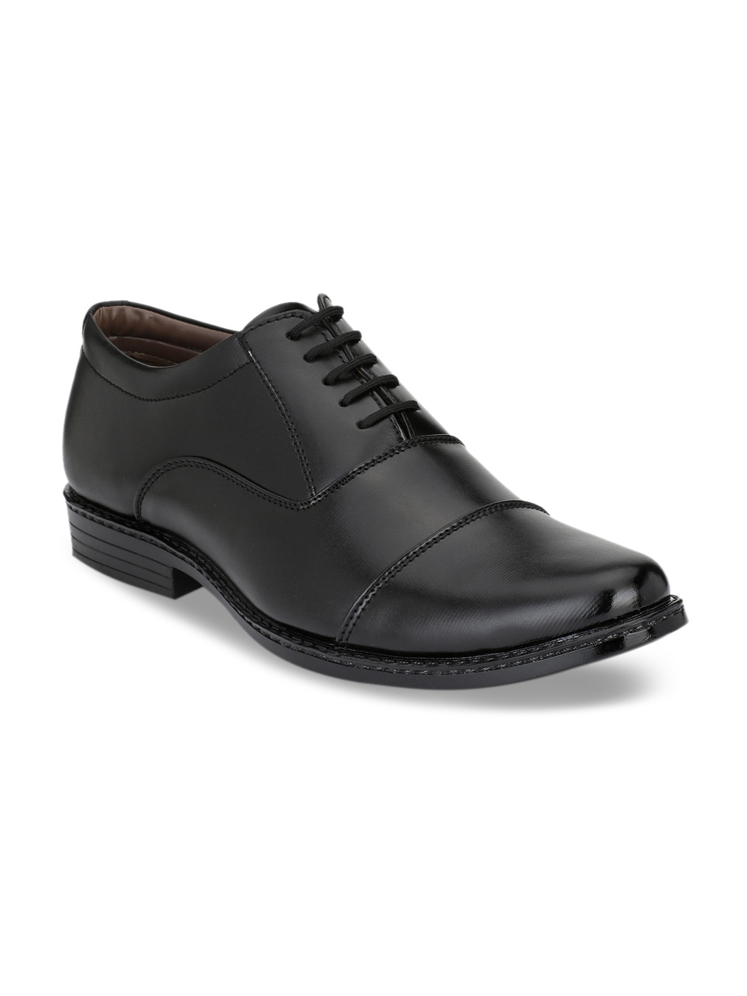 

John Karsun Men Black Solid Formal Oxfords