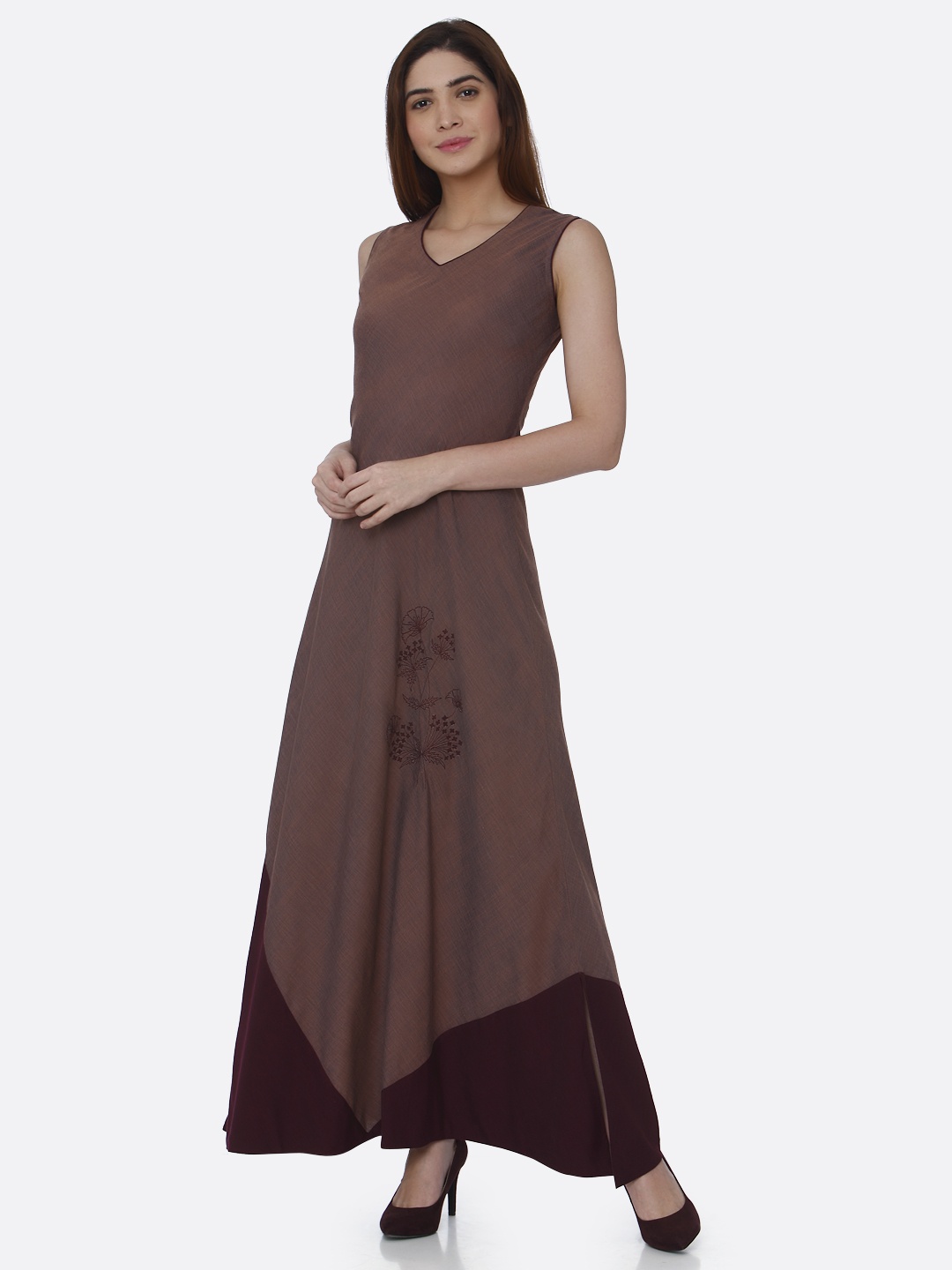 

RAISIN Women Brown Solid A-Line Dress