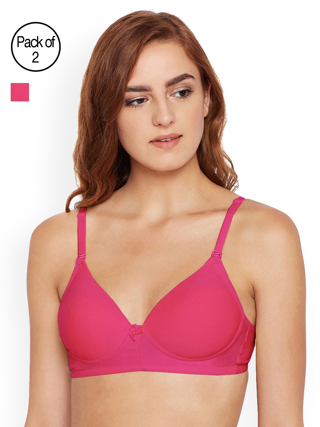 

Bodycare Pack of 2 Solid Non-Wired Heavily Padded Push-Up Bras 6566CO-2PCS, Coral