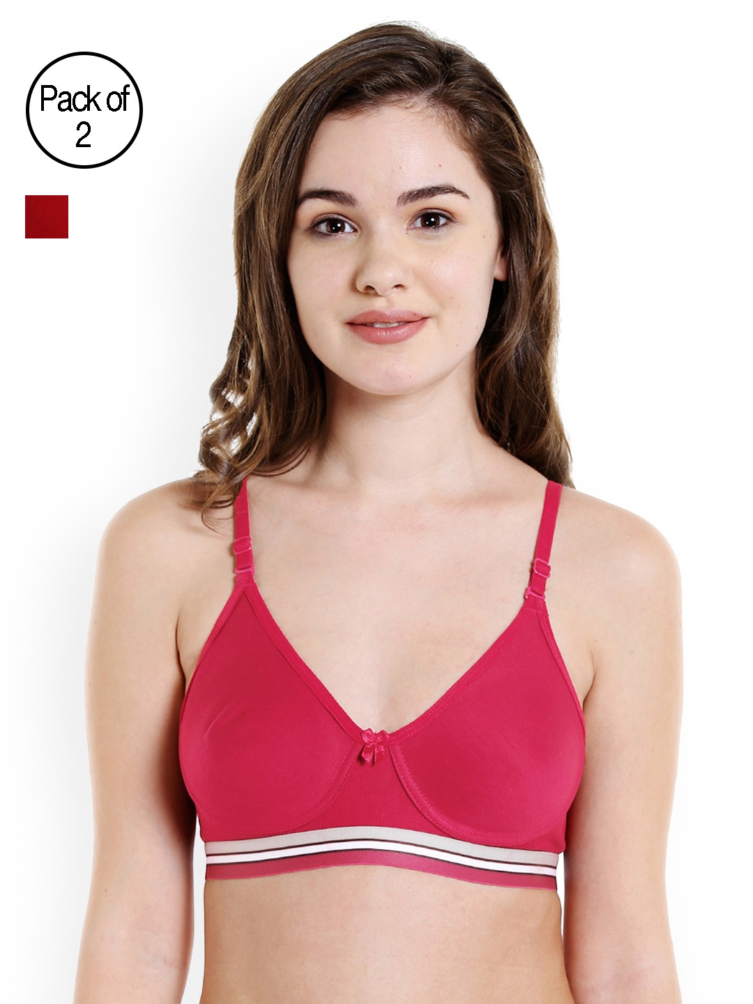 

Bodycare Pack of 2 Solid Non-Wired Non Padded T-shirt Bras E6530COMH, Coral