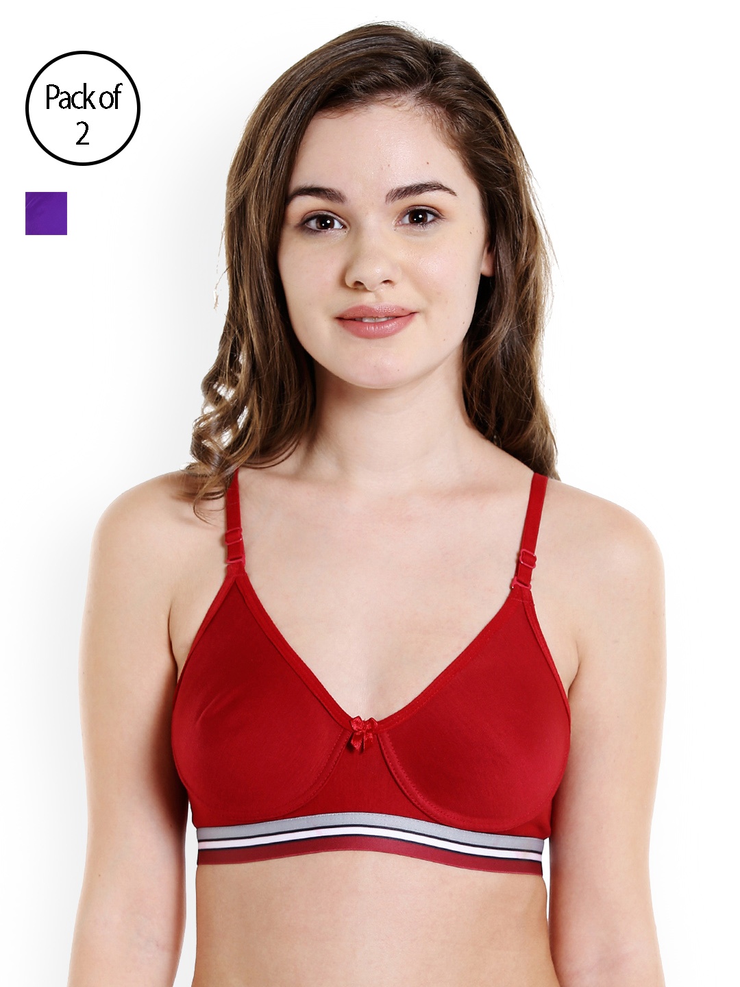 

Bodycare Purple & Maroon Solid Non-Wired Non Padded T-shirt Bra