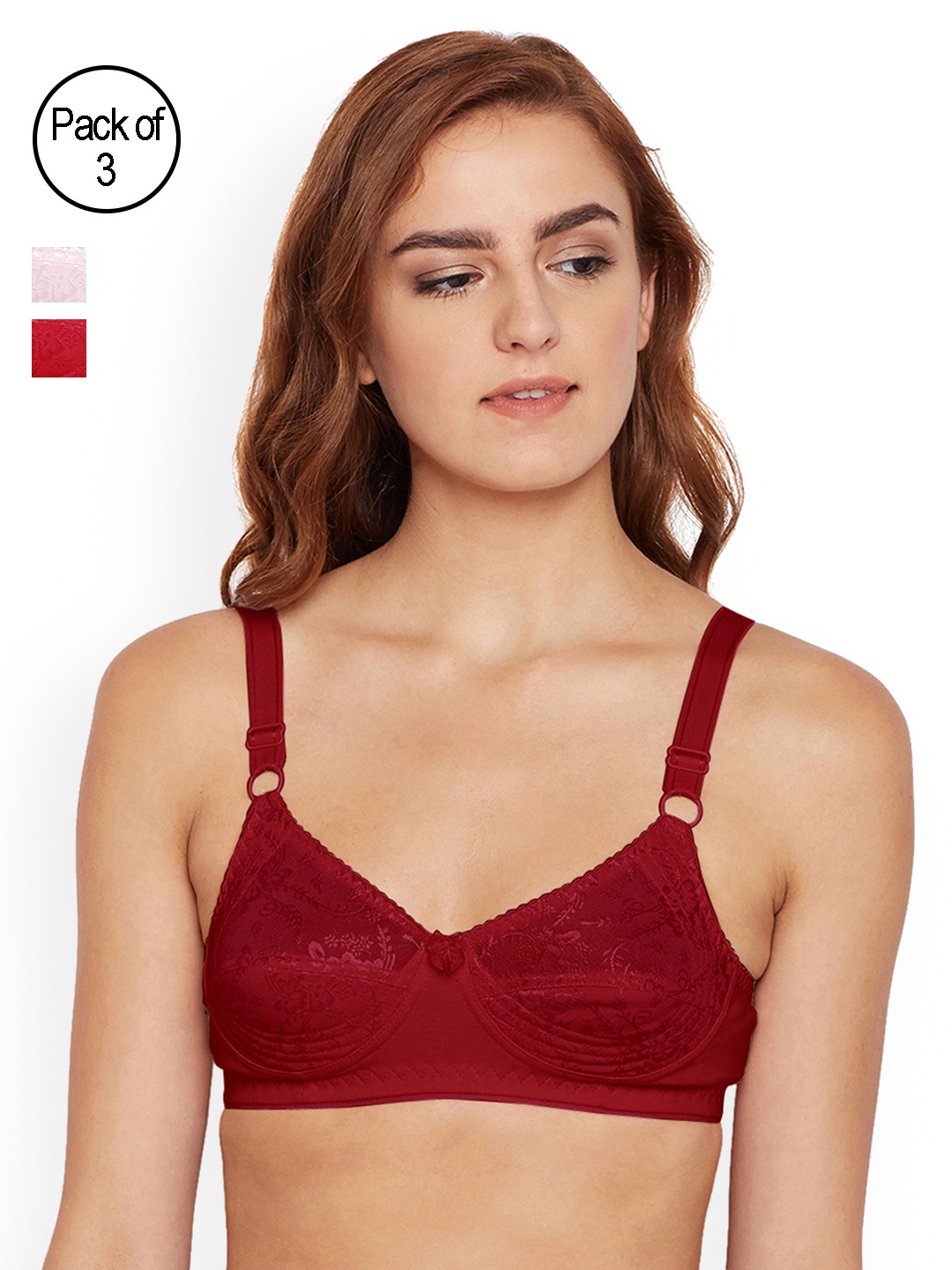 

Bodycare Pink & Red Self Design Non-Wired Non Padded Everyday Bra