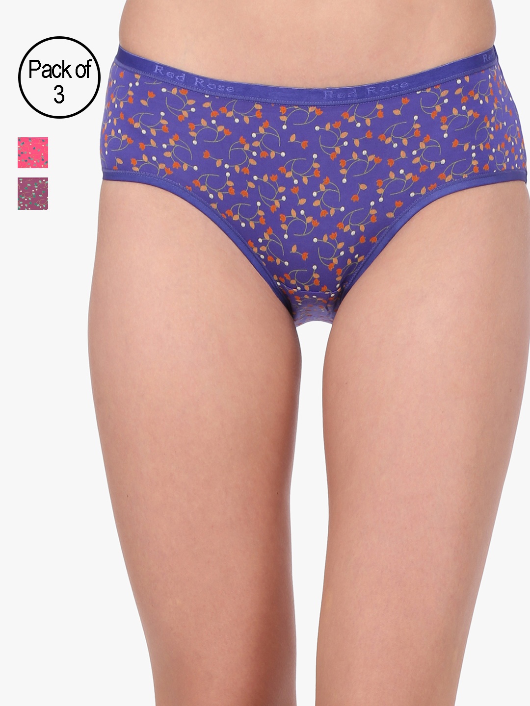 

Red Rose Women Pack of 3 Assorted Hipster Briefs Itouch 32