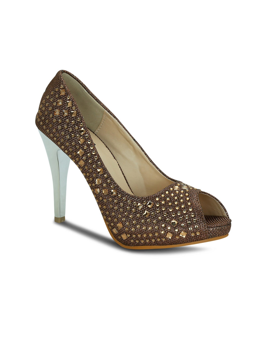 

Get Glamr Women Copper-Toned Solid Peep Toes