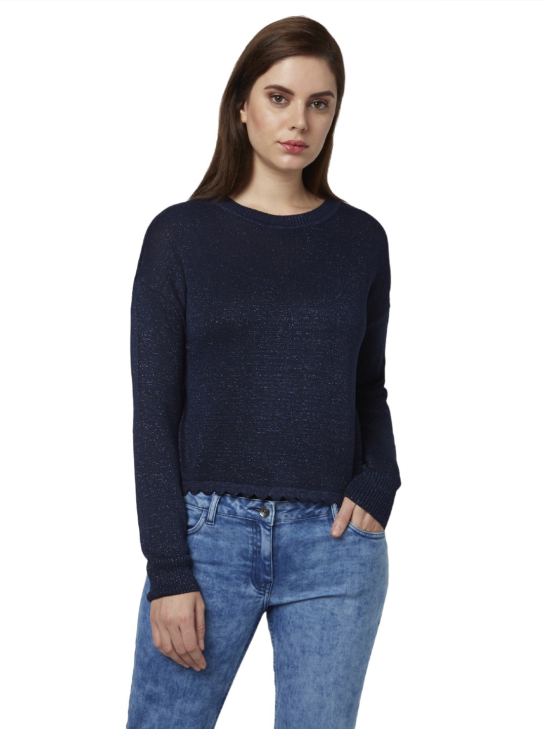 

Park Avenue Women Navy Blue Solid Pullover