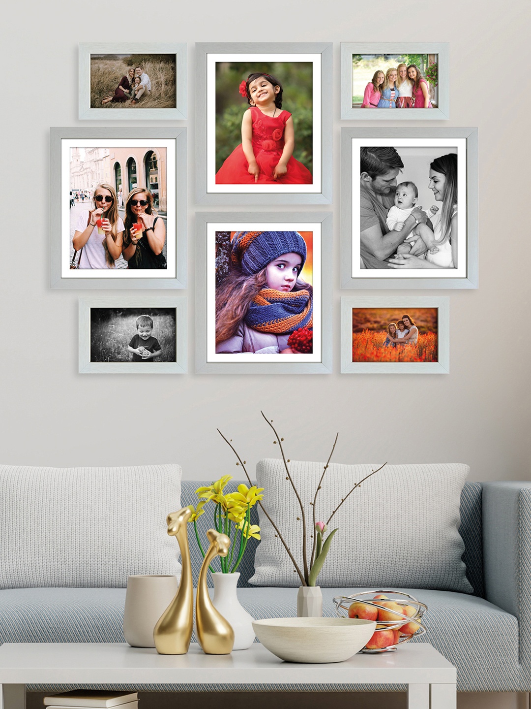 

RANDOM Set Of 8 Photo Frames, Cream