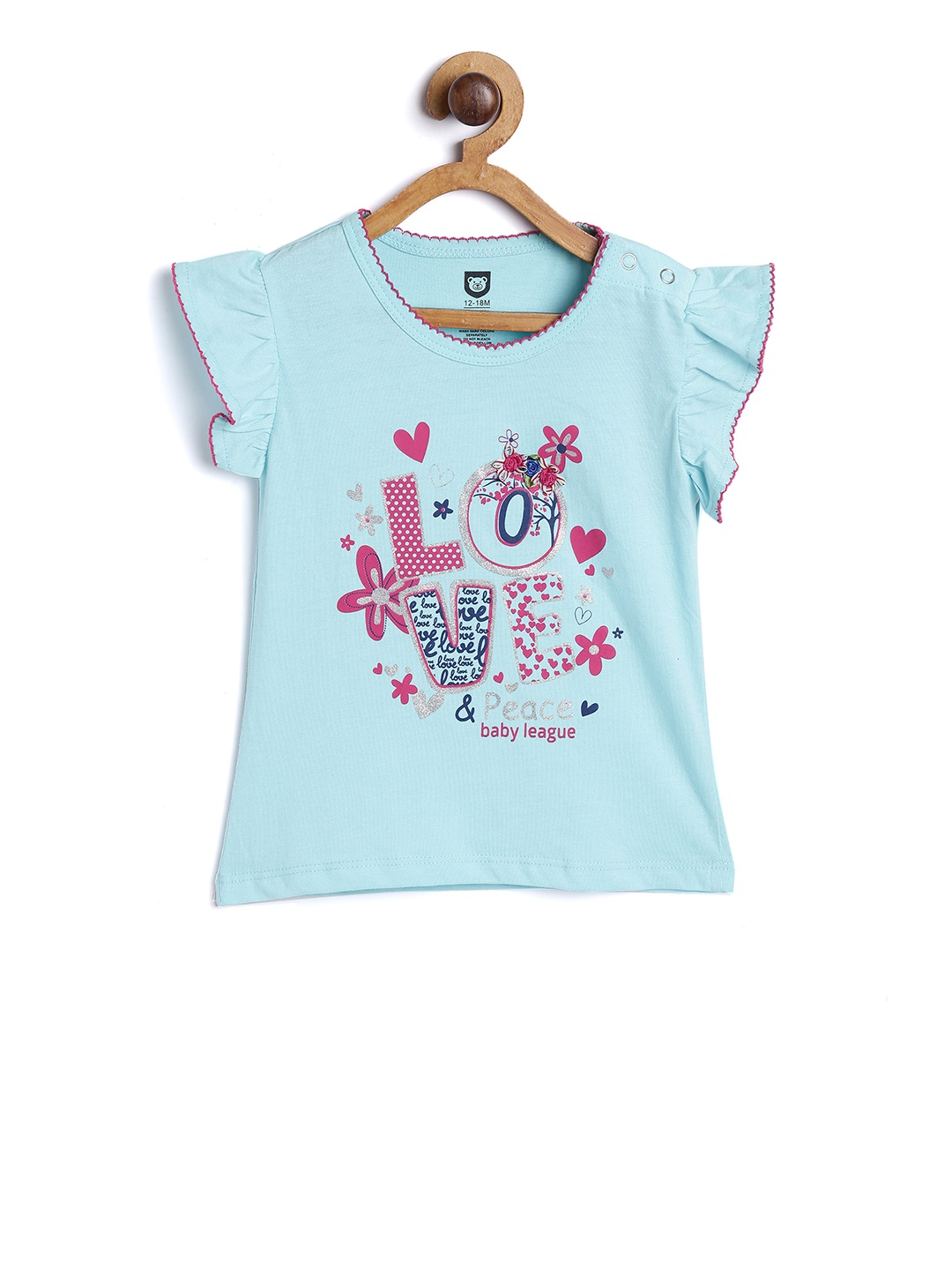 

612 league Girls Blue Printed Top