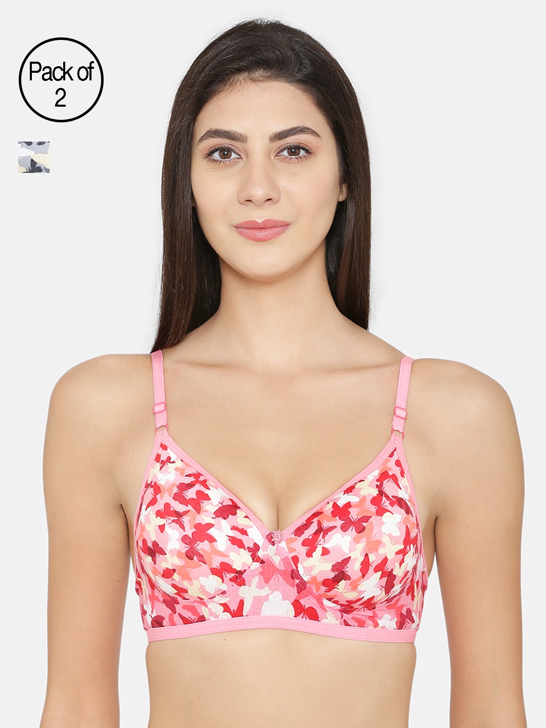 

ABELINO Set of 2 Printed Non-Wired Lightly Padded T-shirt Bra, Multi