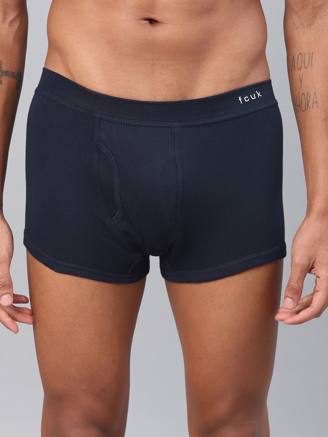 

FCUK Men Navy Blue Solid Trunks CTR14