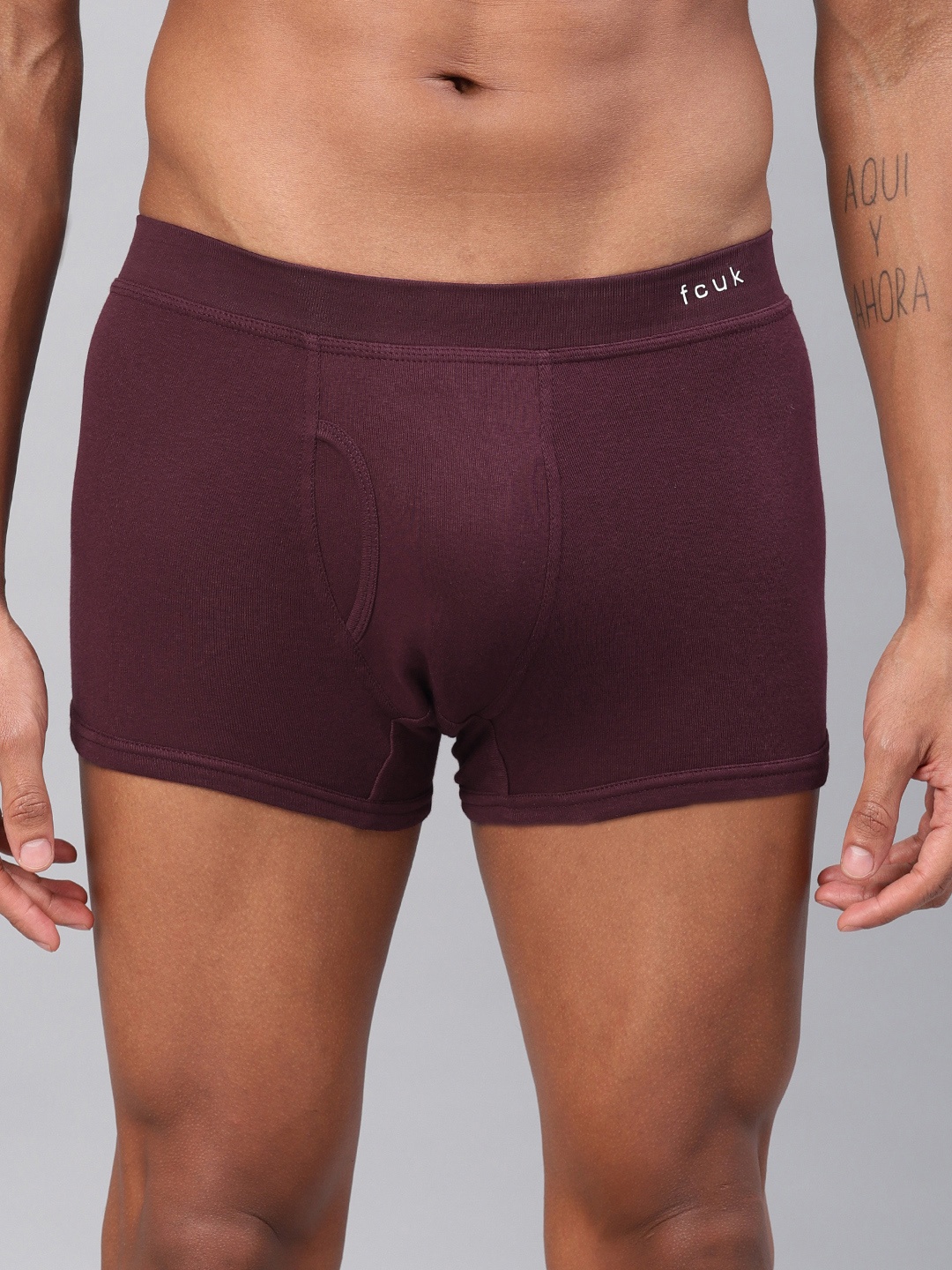 

FCUK Men Burgundy Solid SOFTCORE Trunks CTR14