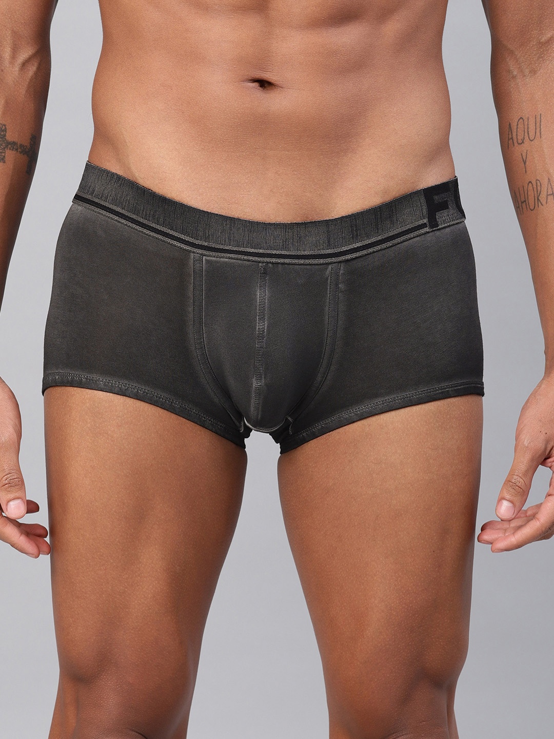 

FCUK Men Black Solid Trunks CTR16