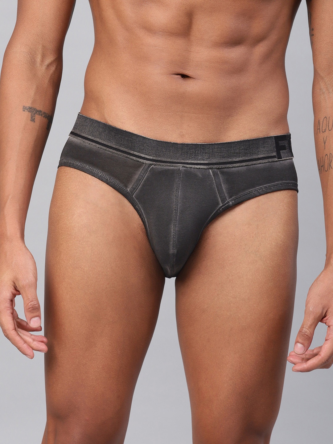 

FCUK Men Black Solid Briefs CBR16