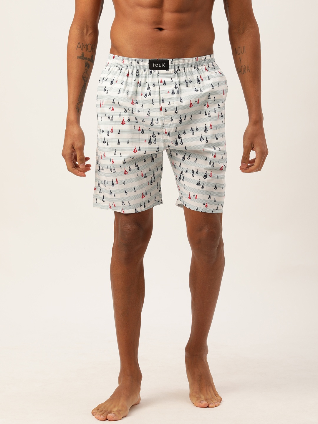 

FCUK Men White Navy Blue Printed Boxers M5AAL