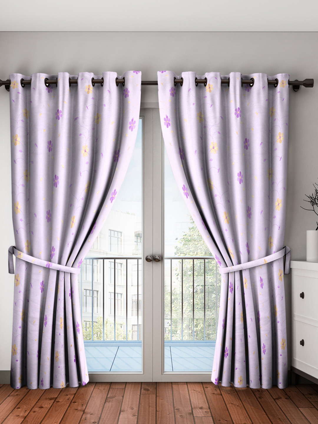 

Cortina Set of 2 Purple Sheer Door Curtains
