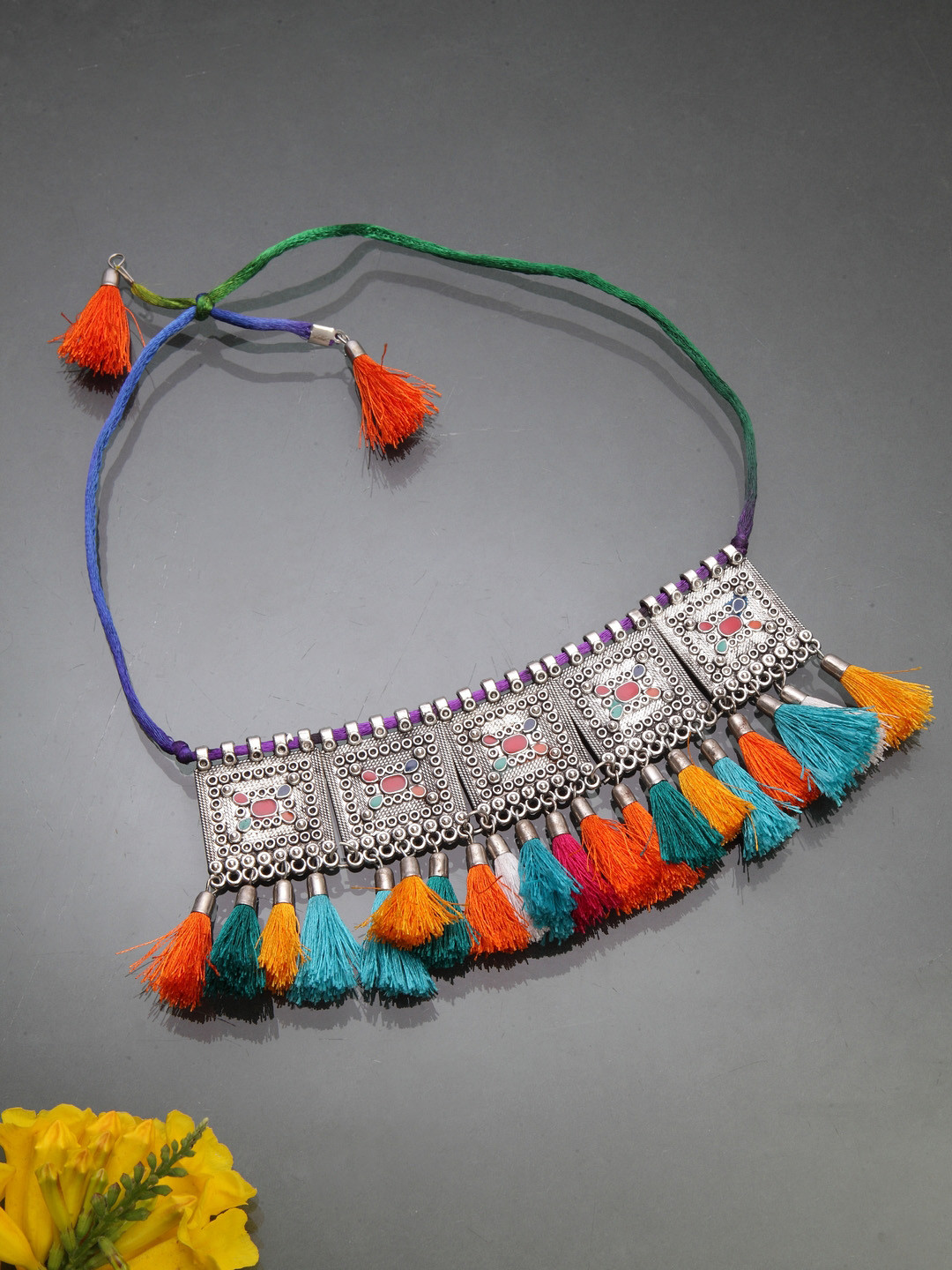 

Moedbuille Silver-Plated Brass Oxidised Necklace