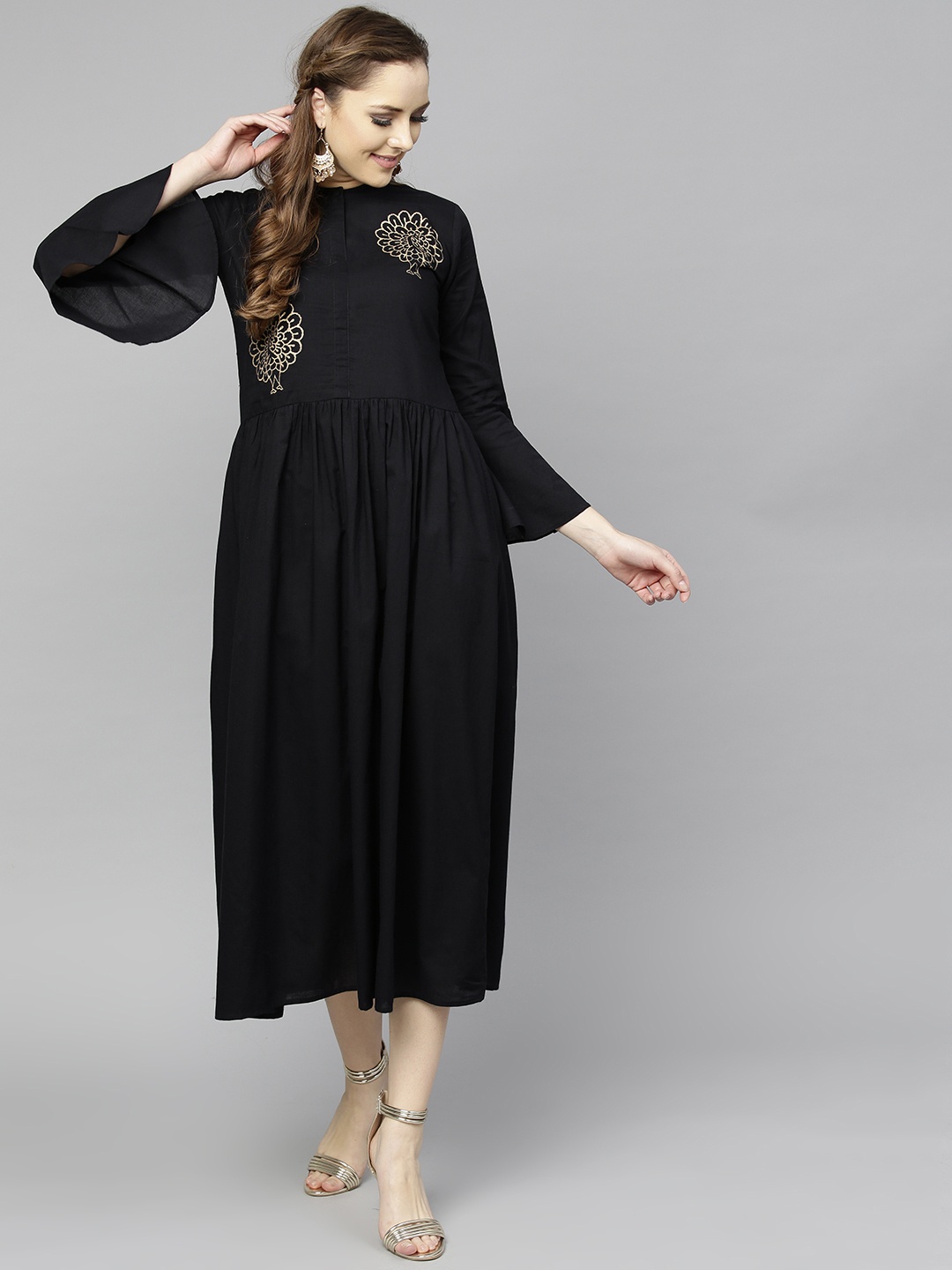 

aasi Women Black Solid Maxi Dress
