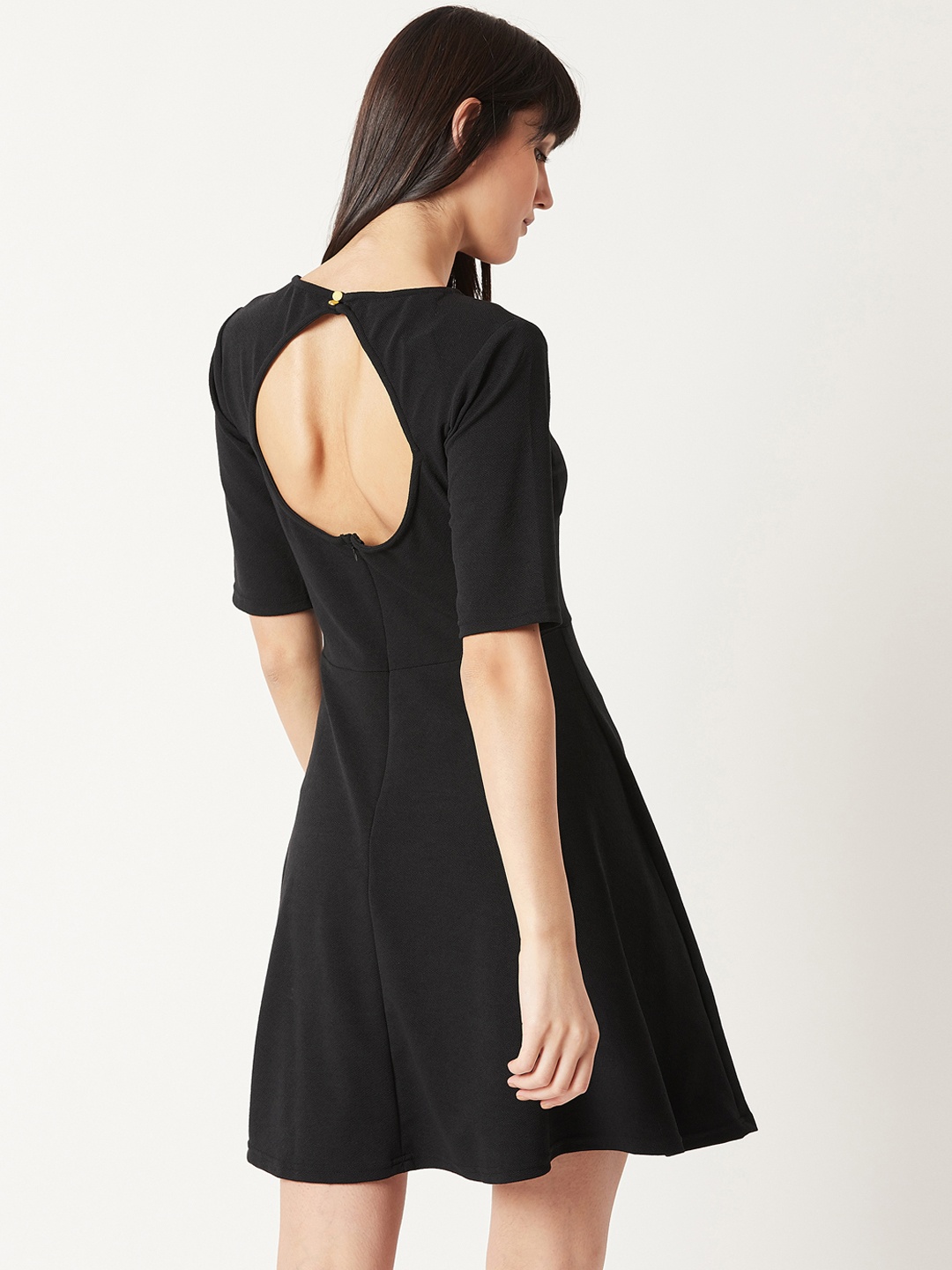 

Miss Chase Women Black Solid Fit and Flare Dress