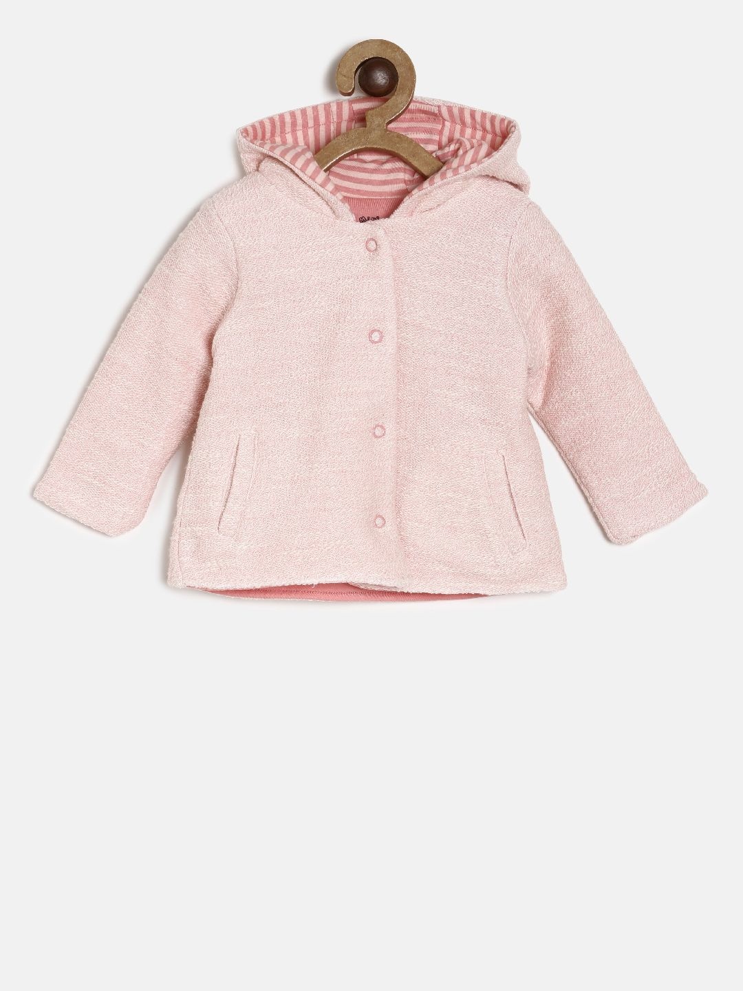 

MINI KLUB Girls Pink Self Design Tailored Jacket