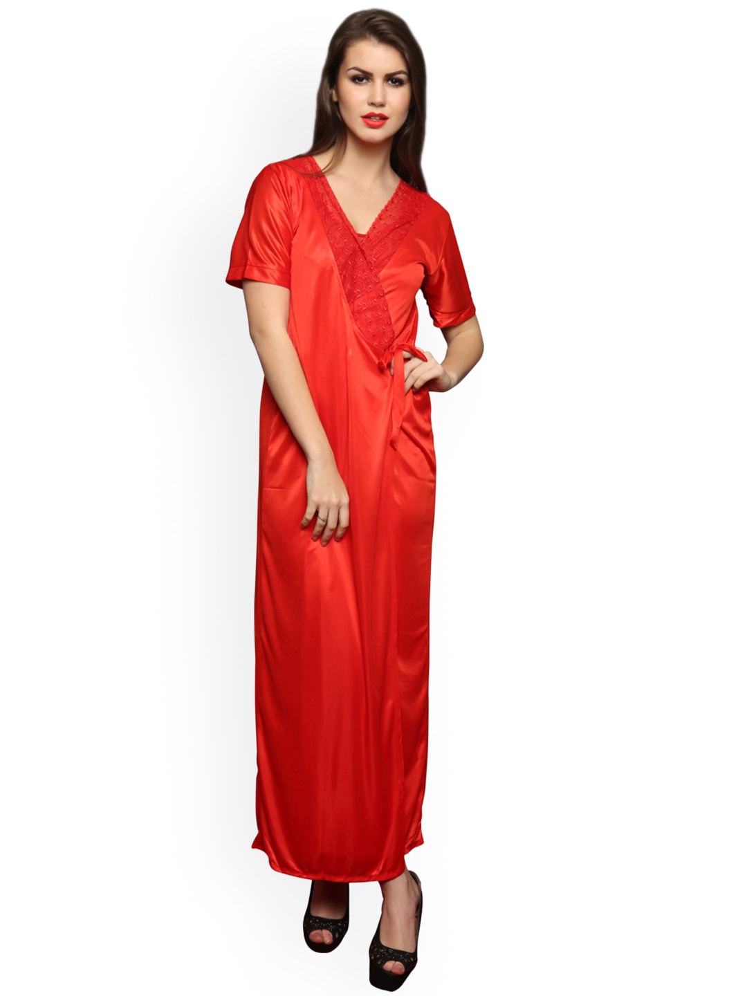 

Clovia Women Red Robe NSM283P04O