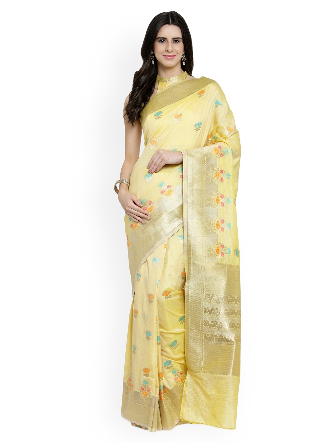 

Shaily Yellow Pure Silk Woven Design Banarasi Saree