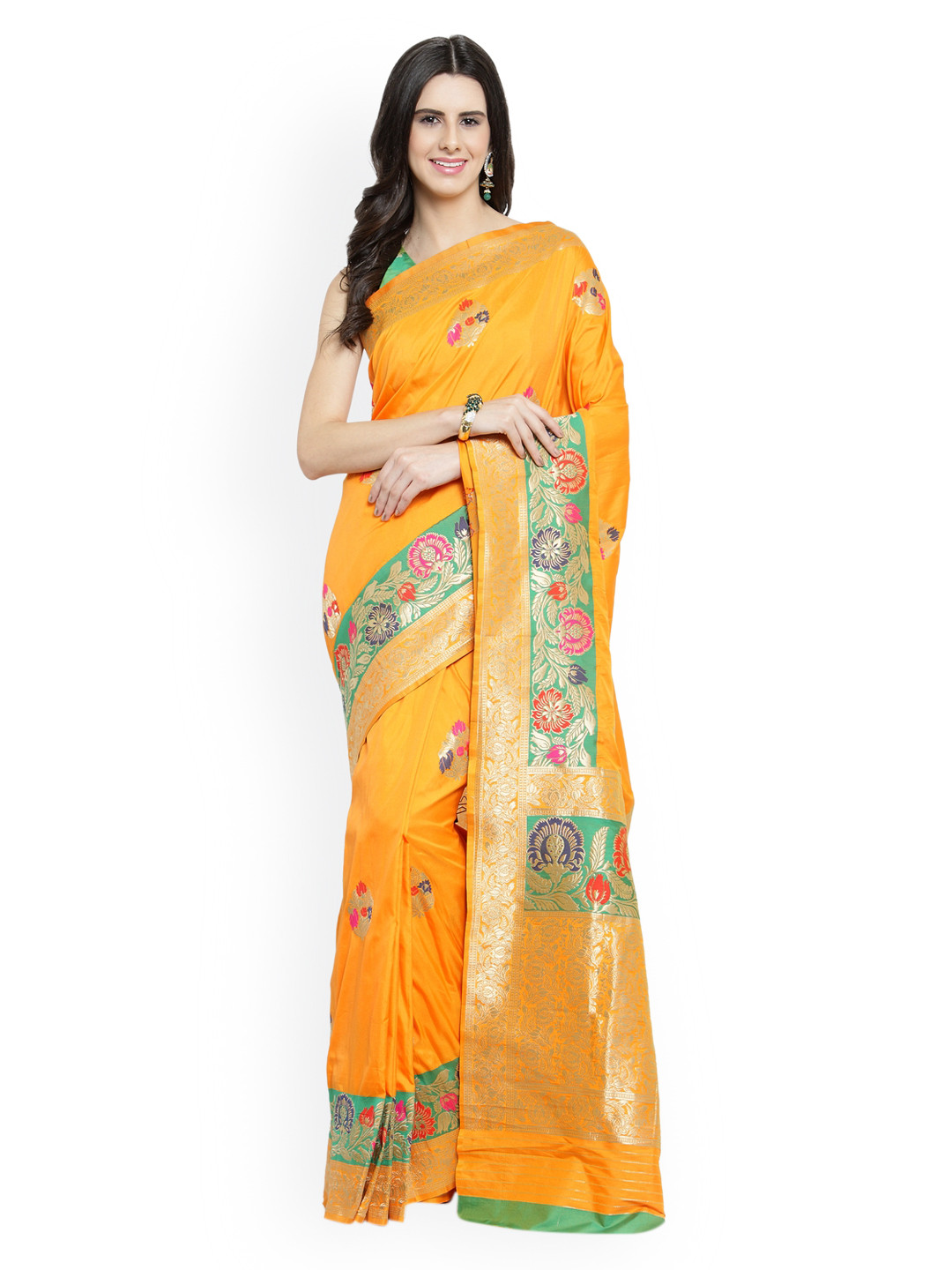 

Shaily Yellow Pure Silk Woven Design Banarasi Saree
