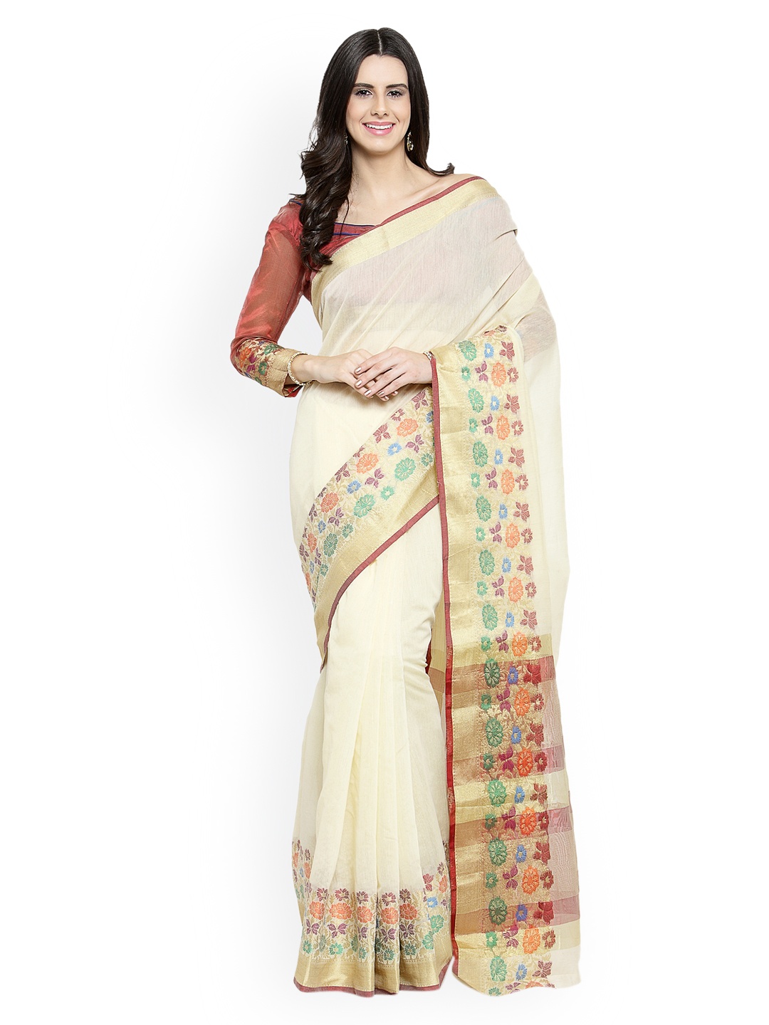 

Shaily White Pure Silk Woven Design Banarasi Saree