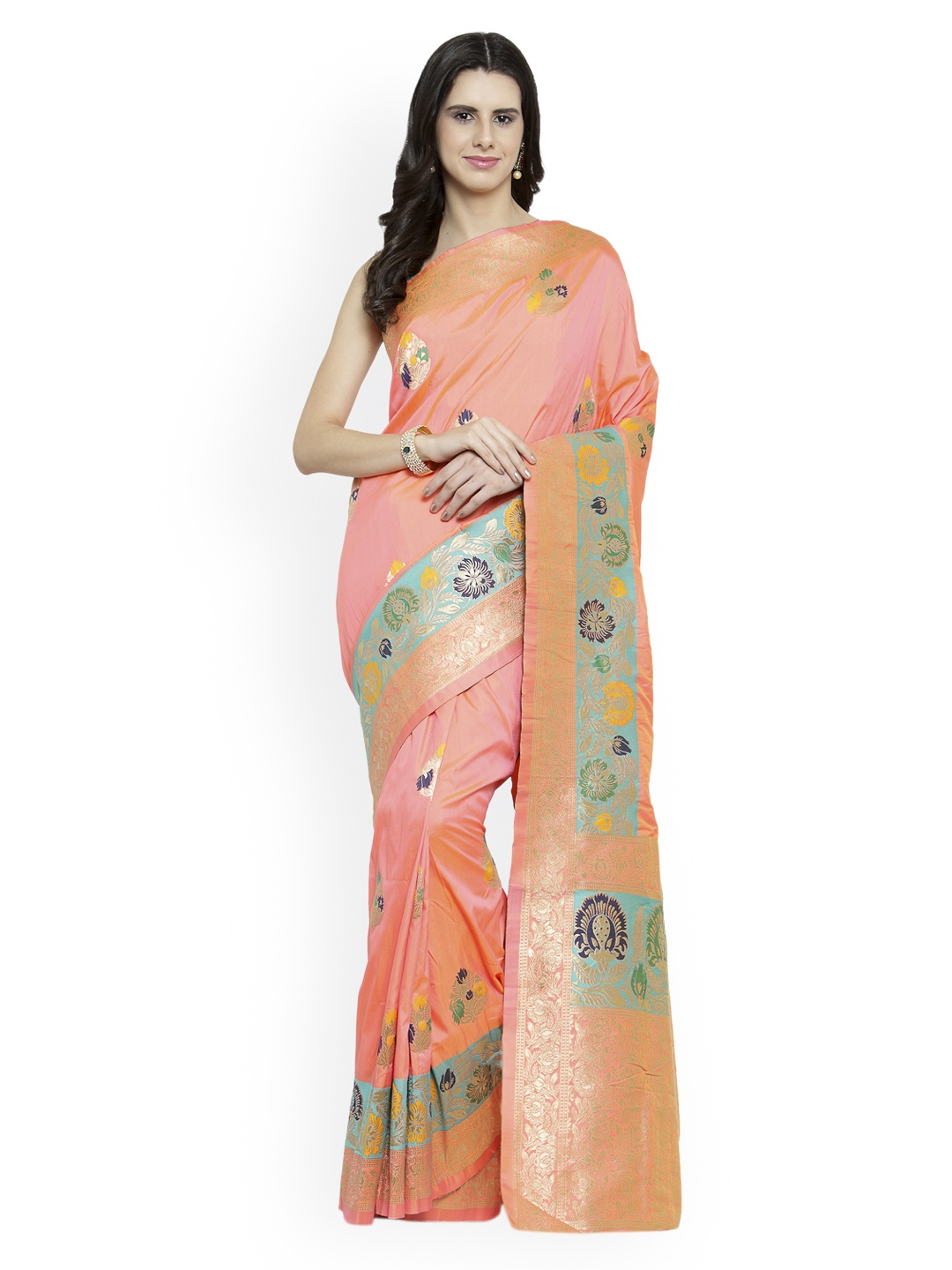 

Shaily Peach-Coloured Pure Silk Woven Design Banarasi Saree