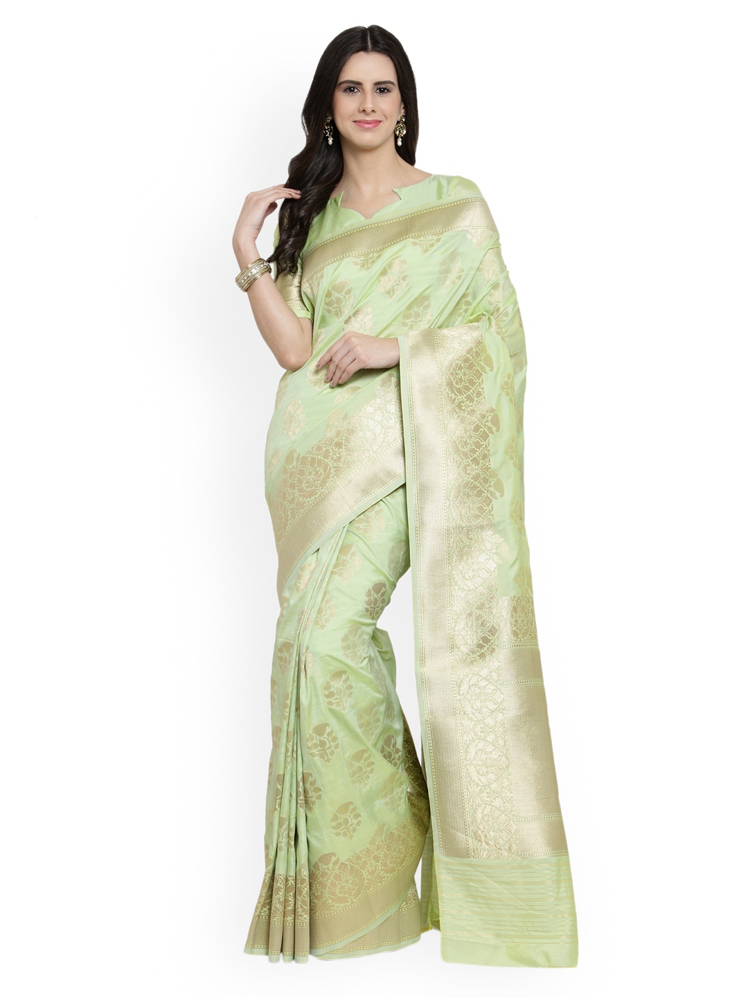 

Shaily Lime Green Pure Silk Woven Design Banarasi Saree
