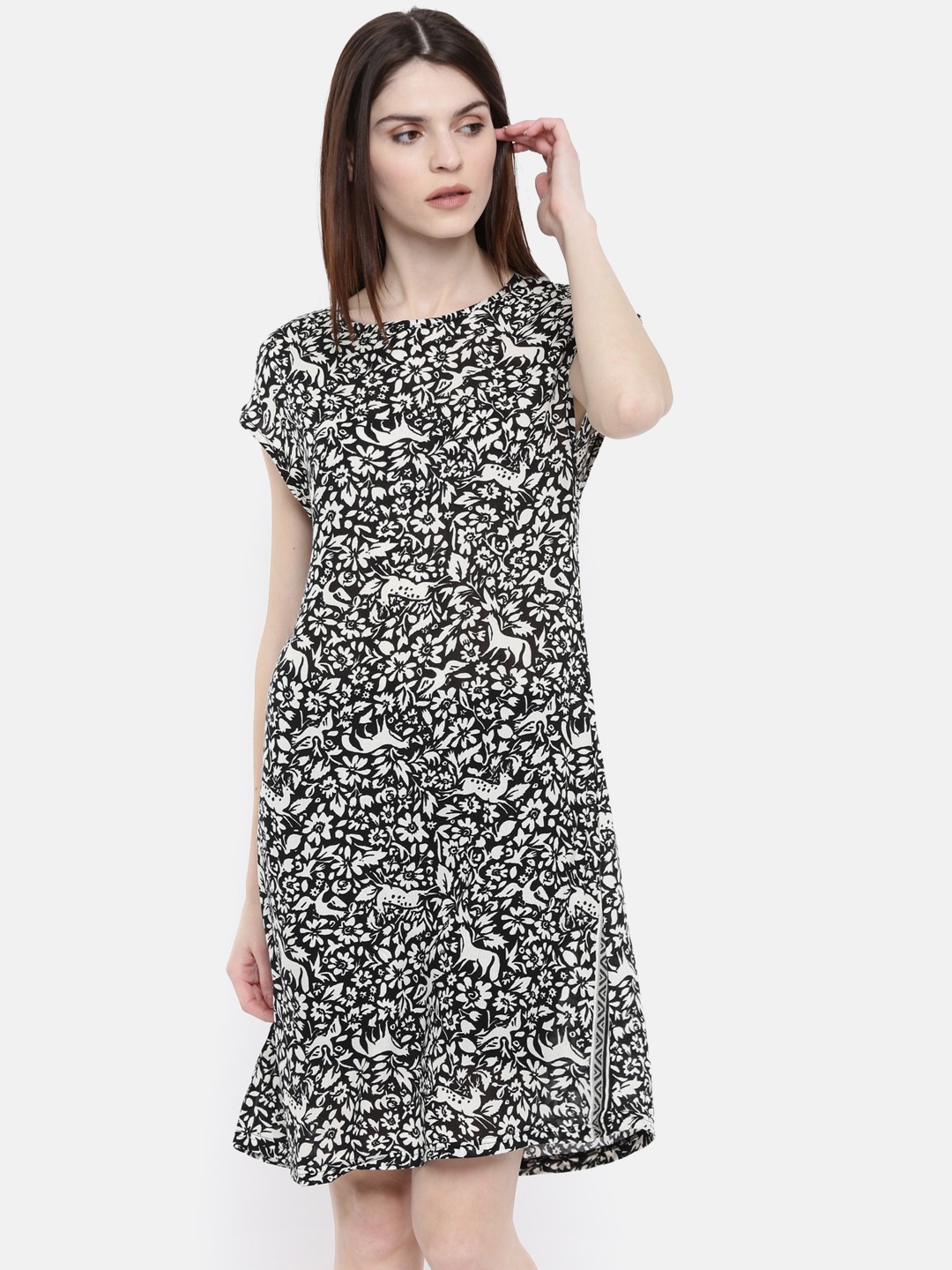

Bareblow Women Black Printed A-Line Dress