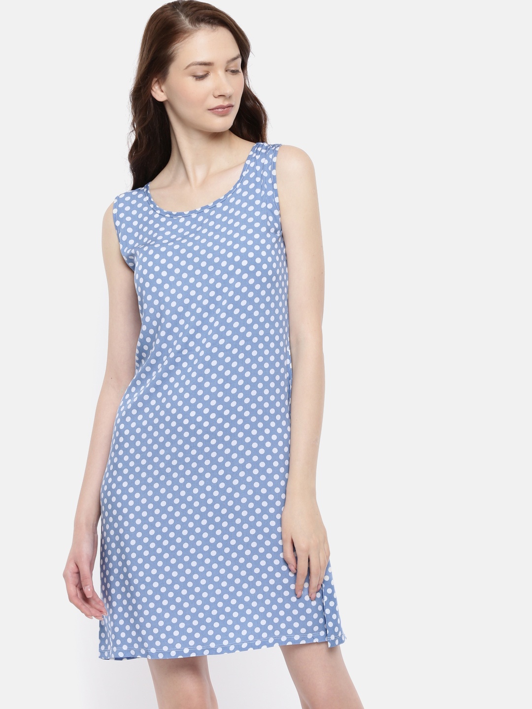 

Bareblow Women Blue & White Printed A-Line Dress