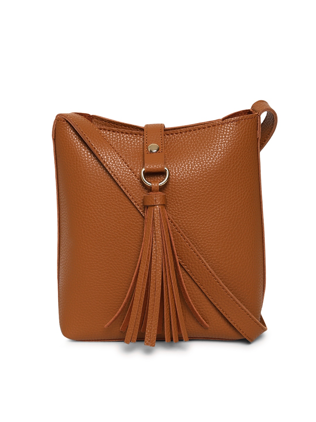 

Lino Perros Brown Solid Sling Bag with Tasselled Detail