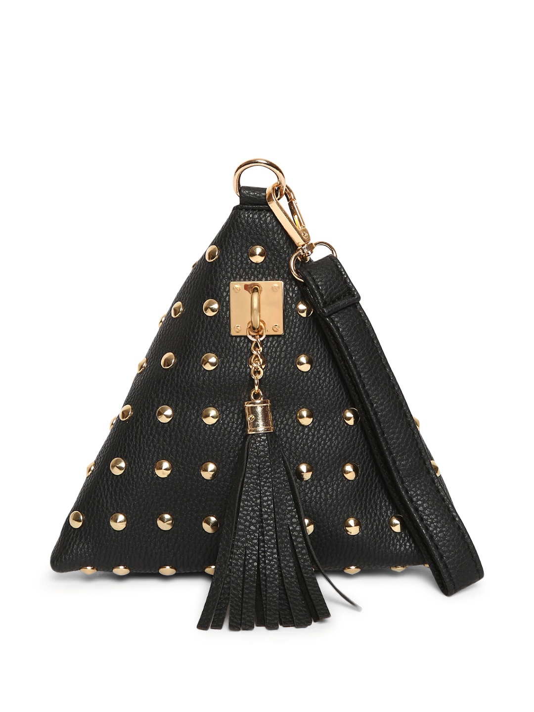 

Lino Perros Black & Gold-Toned Studded Triangular Potli