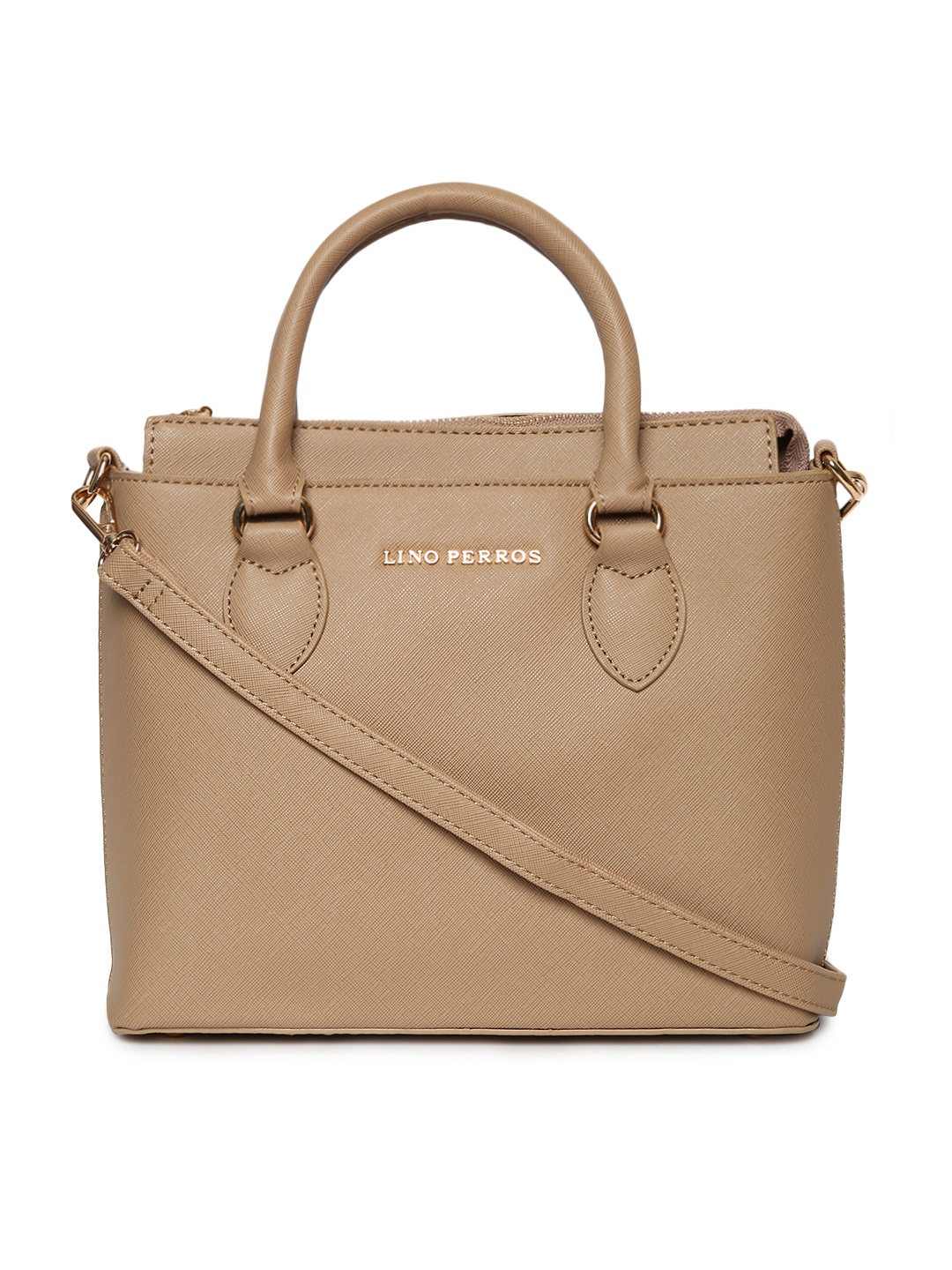 

Lino Perros Brown Solid Handheld Bag