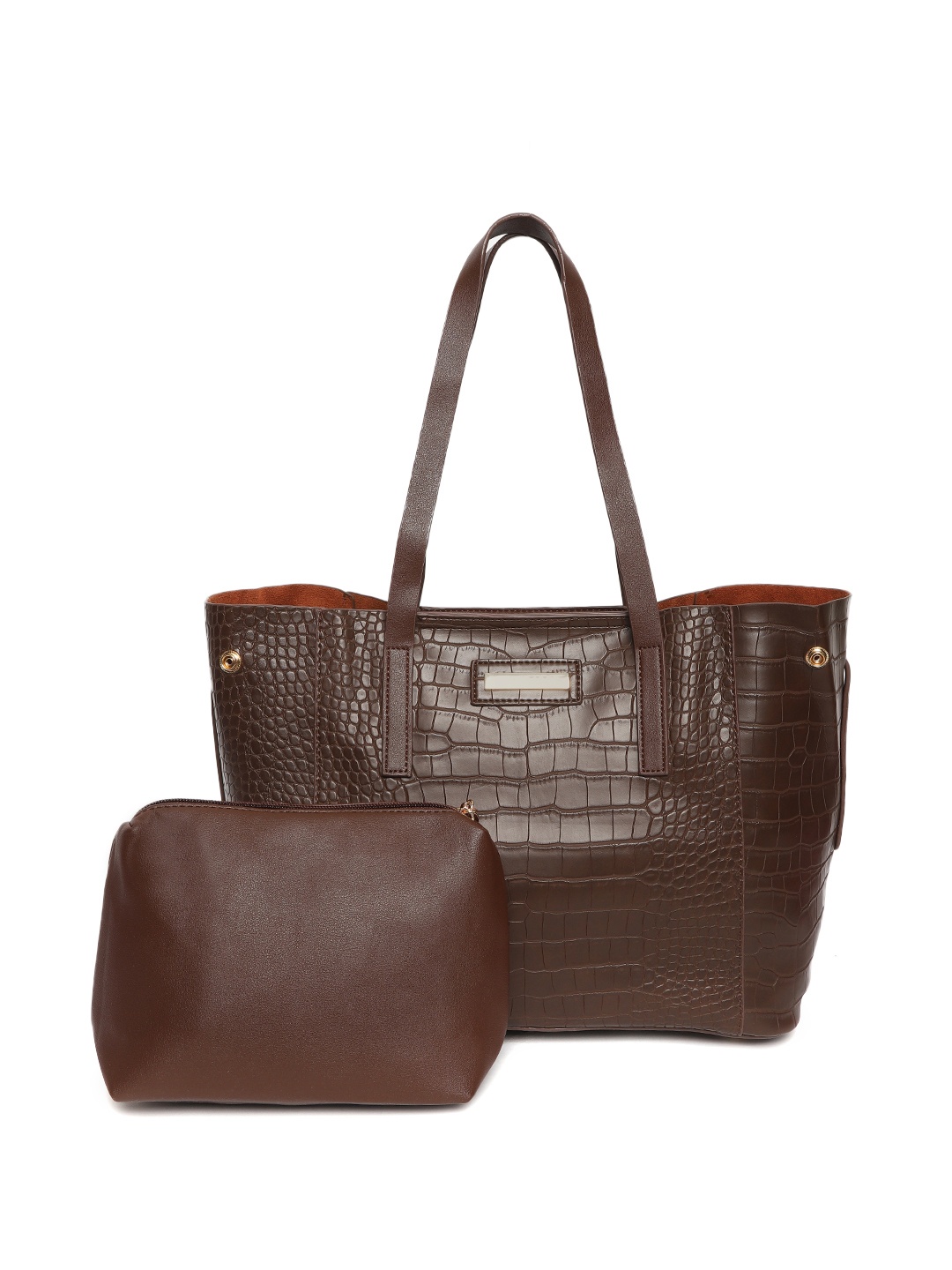 

Lino Perros Coffee Brown Croc Textured Shoulder Bag