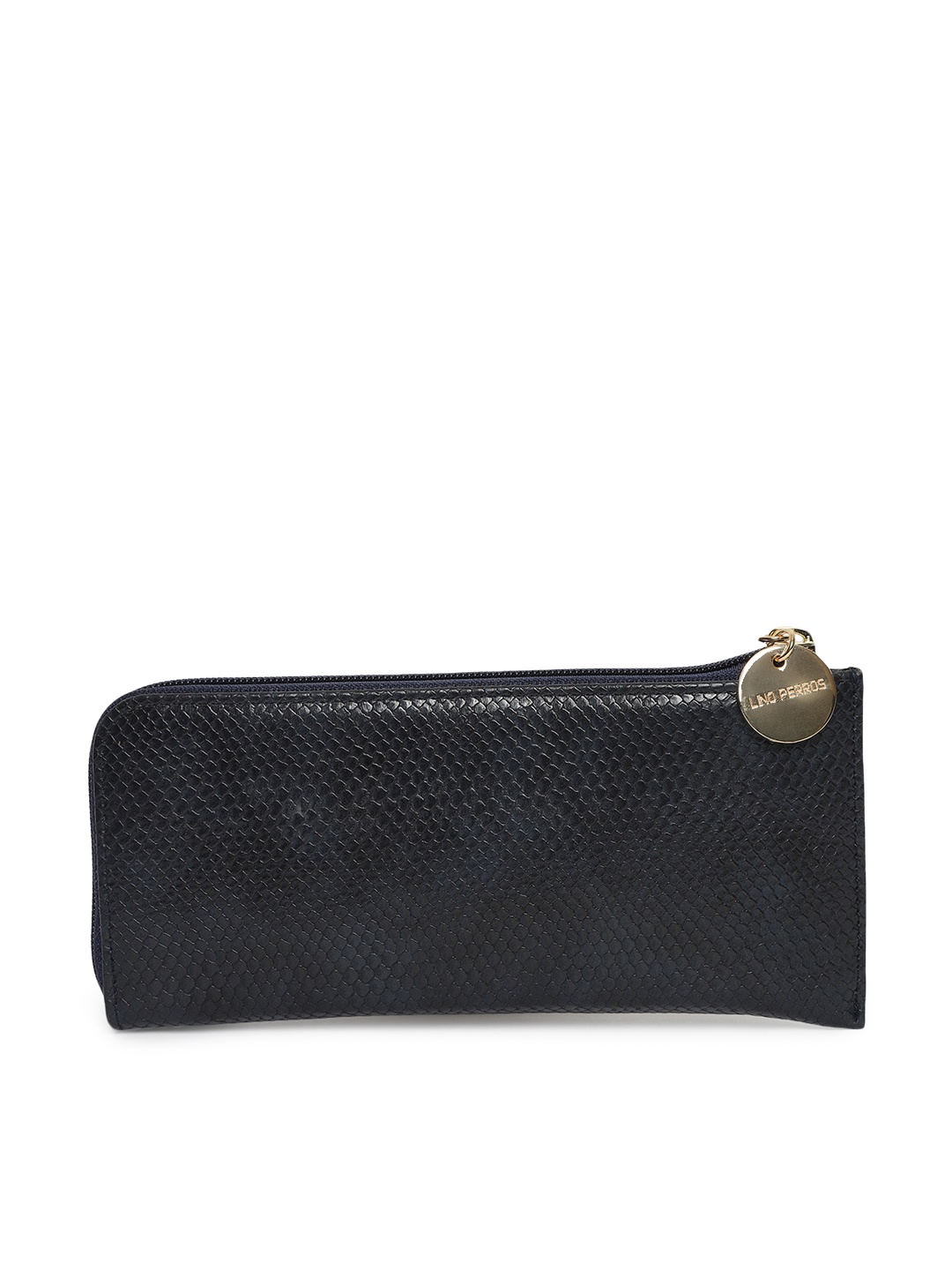 

Lino Perros Women Navy Snakeskin Textured Zip Around Wallet, Navy blue