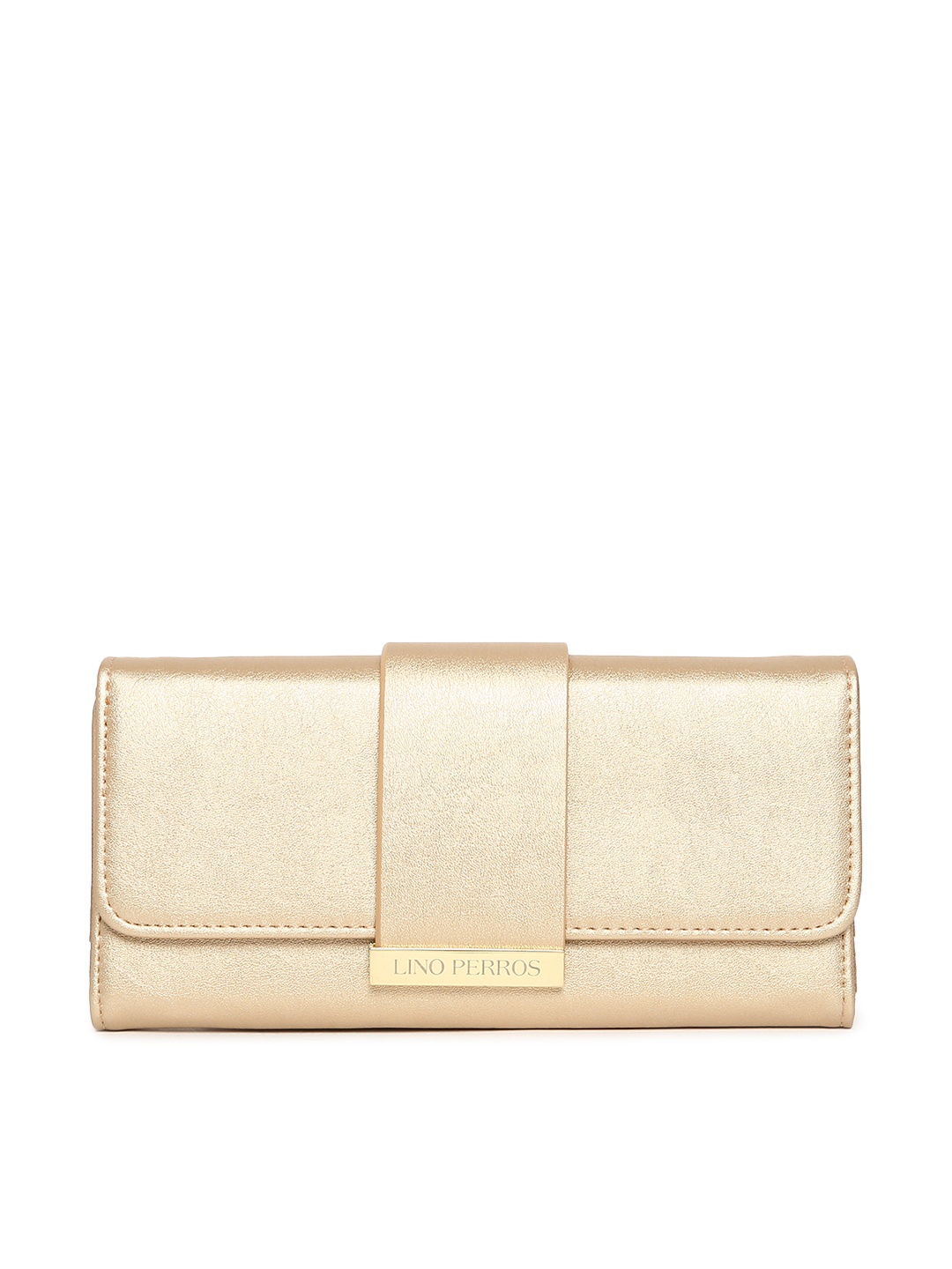 

Lino Perros Women Gold-Toned Solid Three Fold Wallet