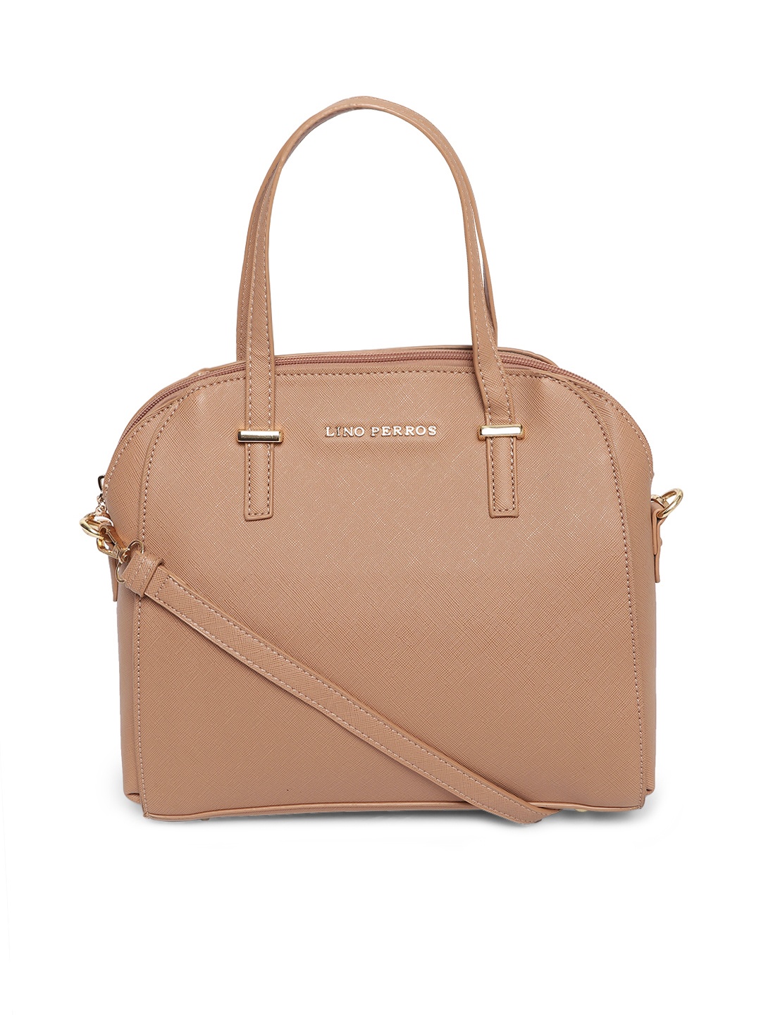 

Lino Perros Brown Solid Handheld Bag with Detachable Sling Strap