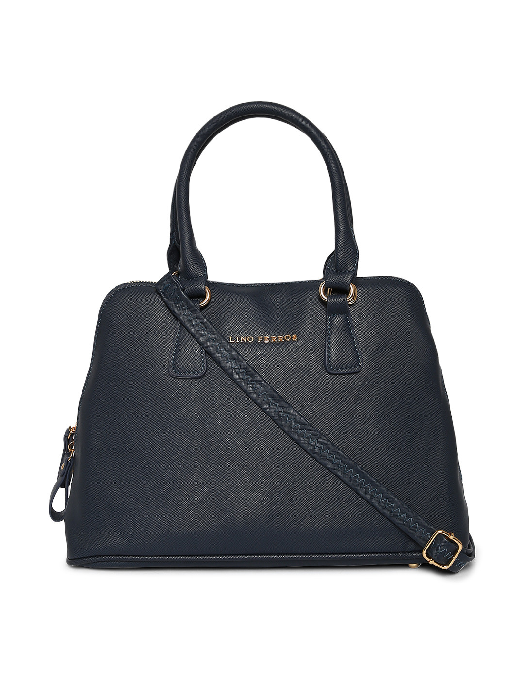 

Lino Perros Navy Blue Solid Handheld Bag with Detachable Sling Strap