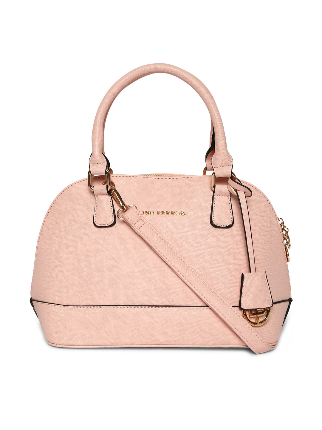 

Lino Perros Pink Solid Handheld Bag with Detachable Sling Strap