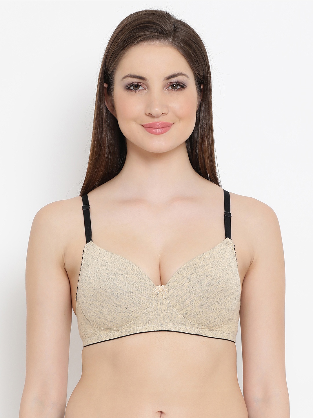 

Clovia Cotton Rich Padded Non-Wired Push-Up Multiway T-Shirt Bra, Nude