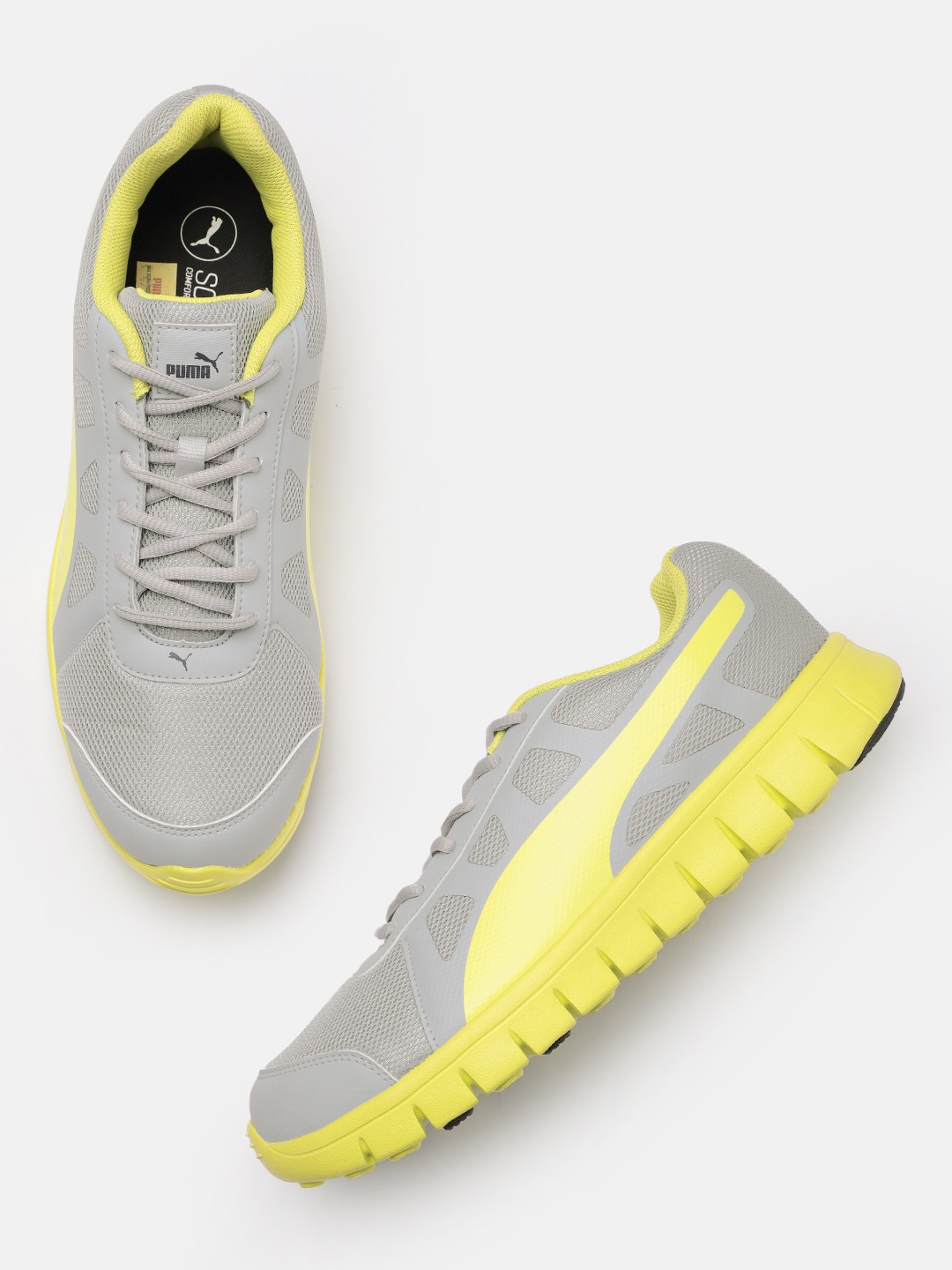 

Puma Unisex Grey & Yellow Blur V1 IDP Quarry Running Shoes