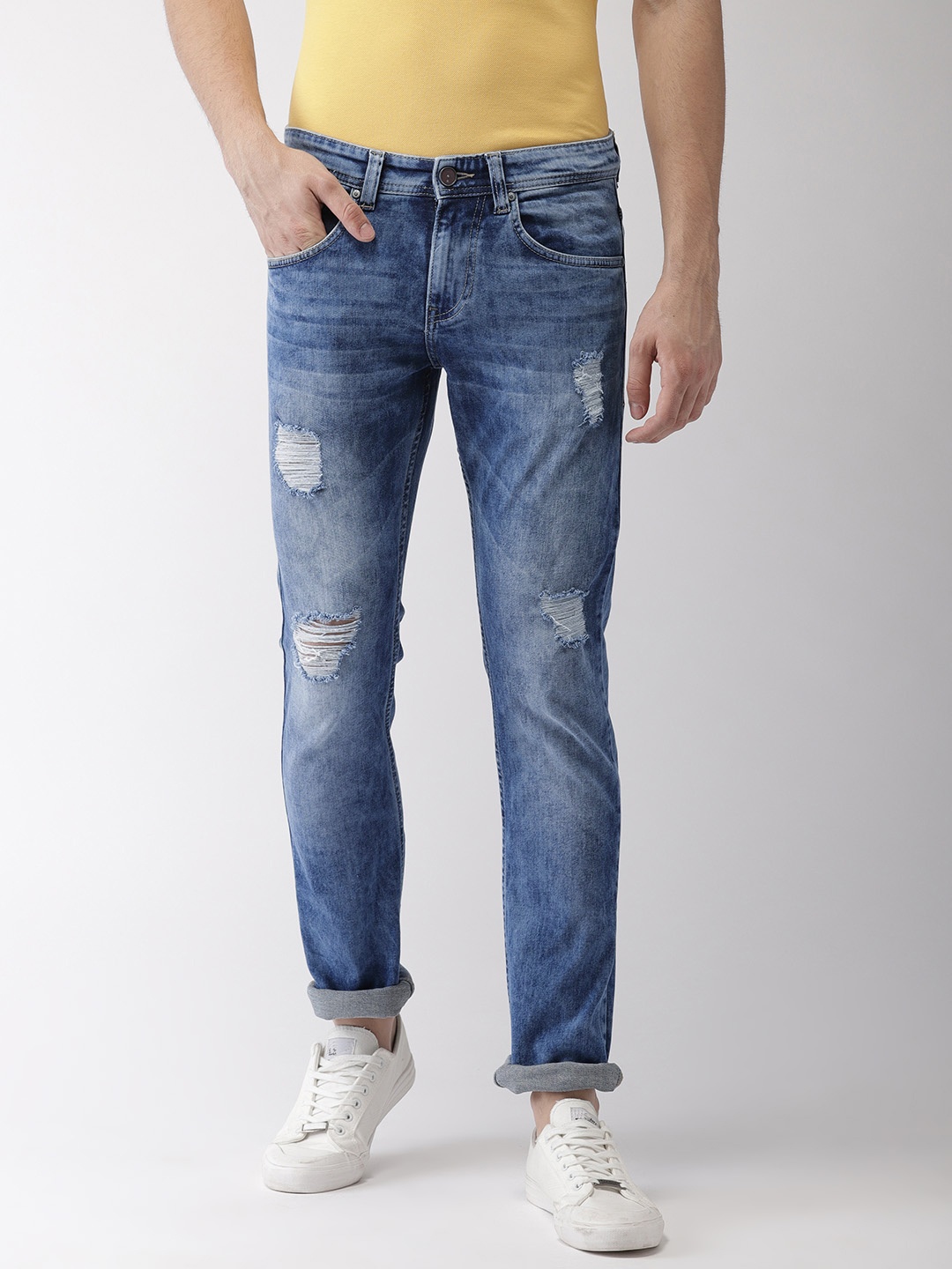 

Celio Men Blue Slim Fit Mid-Rise Mildly Distressed Stretchable Jeans