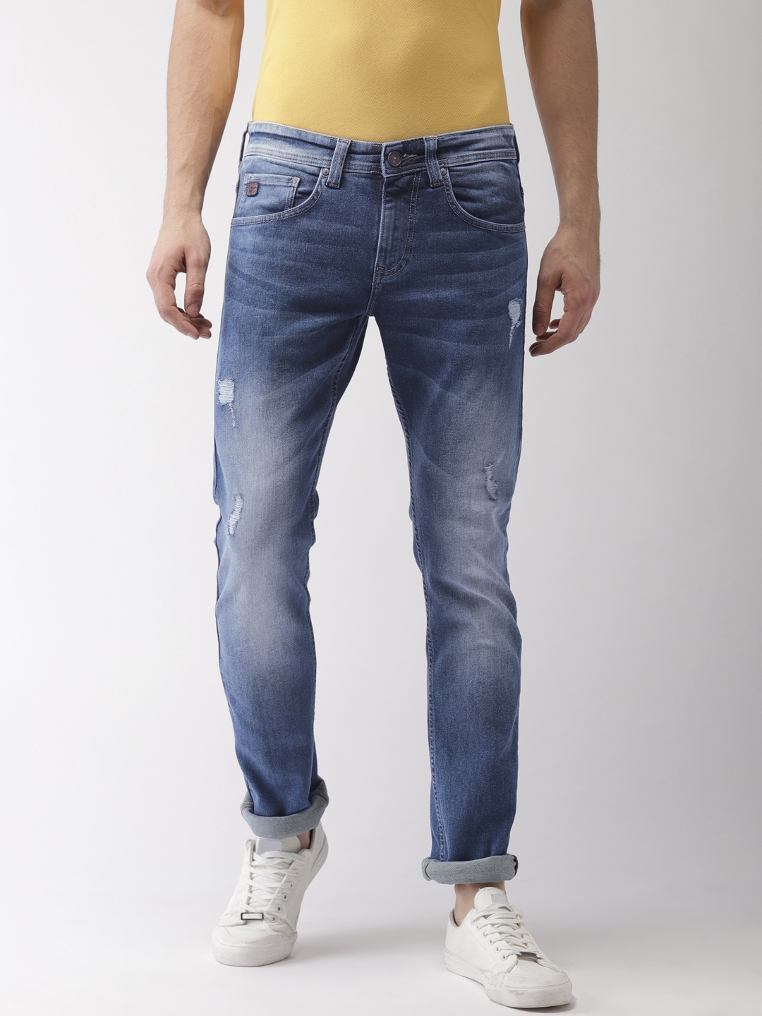 

Celio Men Blue Slim Fit Mid-Rise Low Distress Stretchable Jeans
