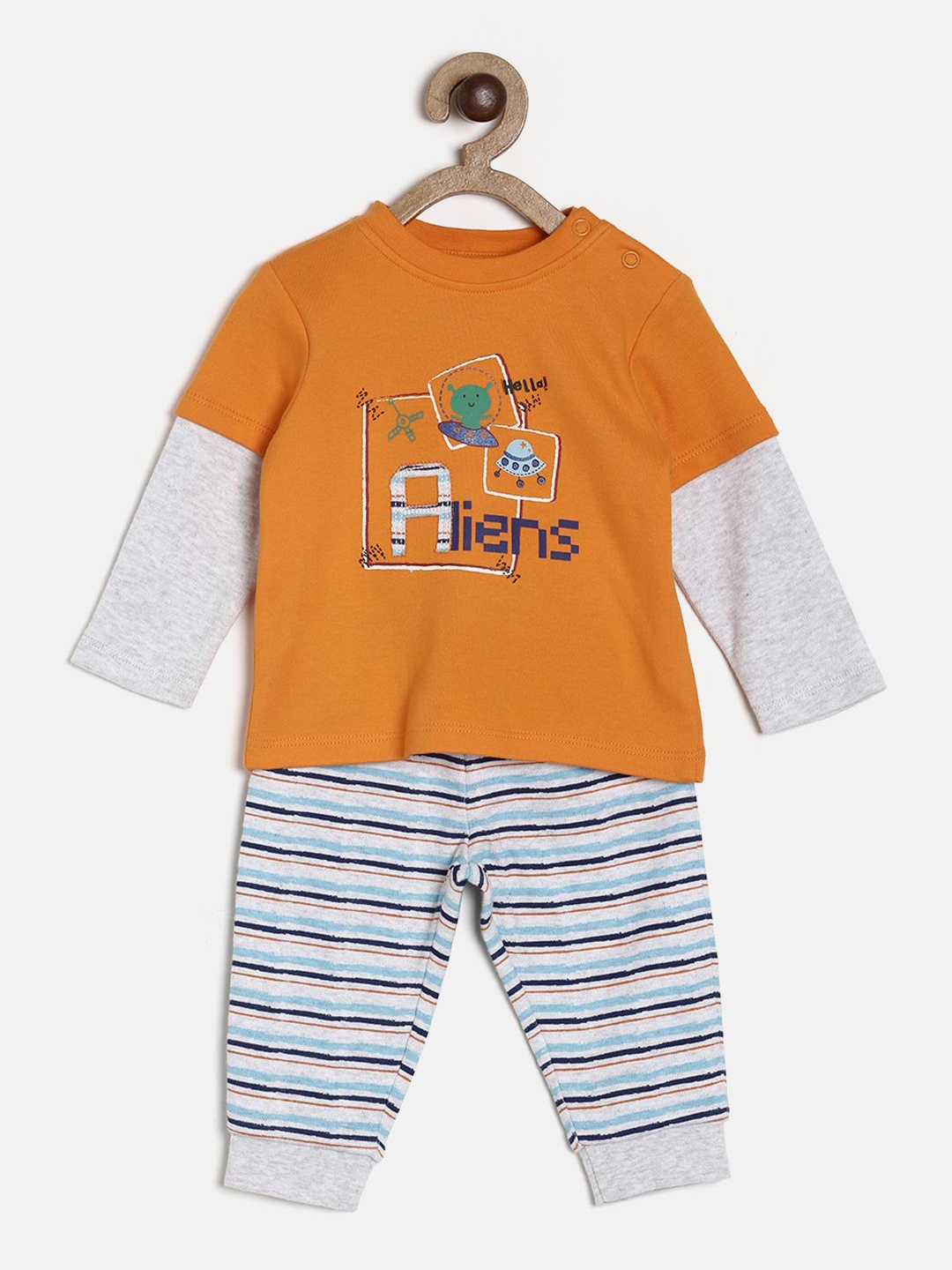 

MINI KLUB Girls Orange & Blue Printed Clothing Set